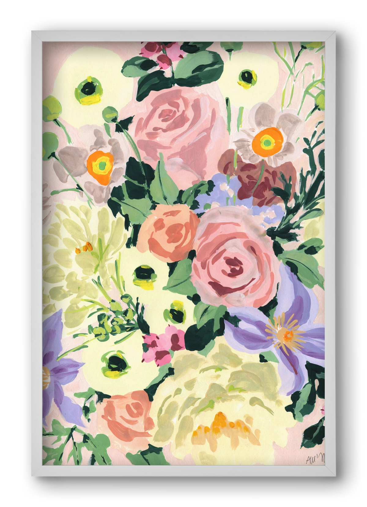 Romantic bouquet, 40x60 cm (40x60 cm), Fehér keret