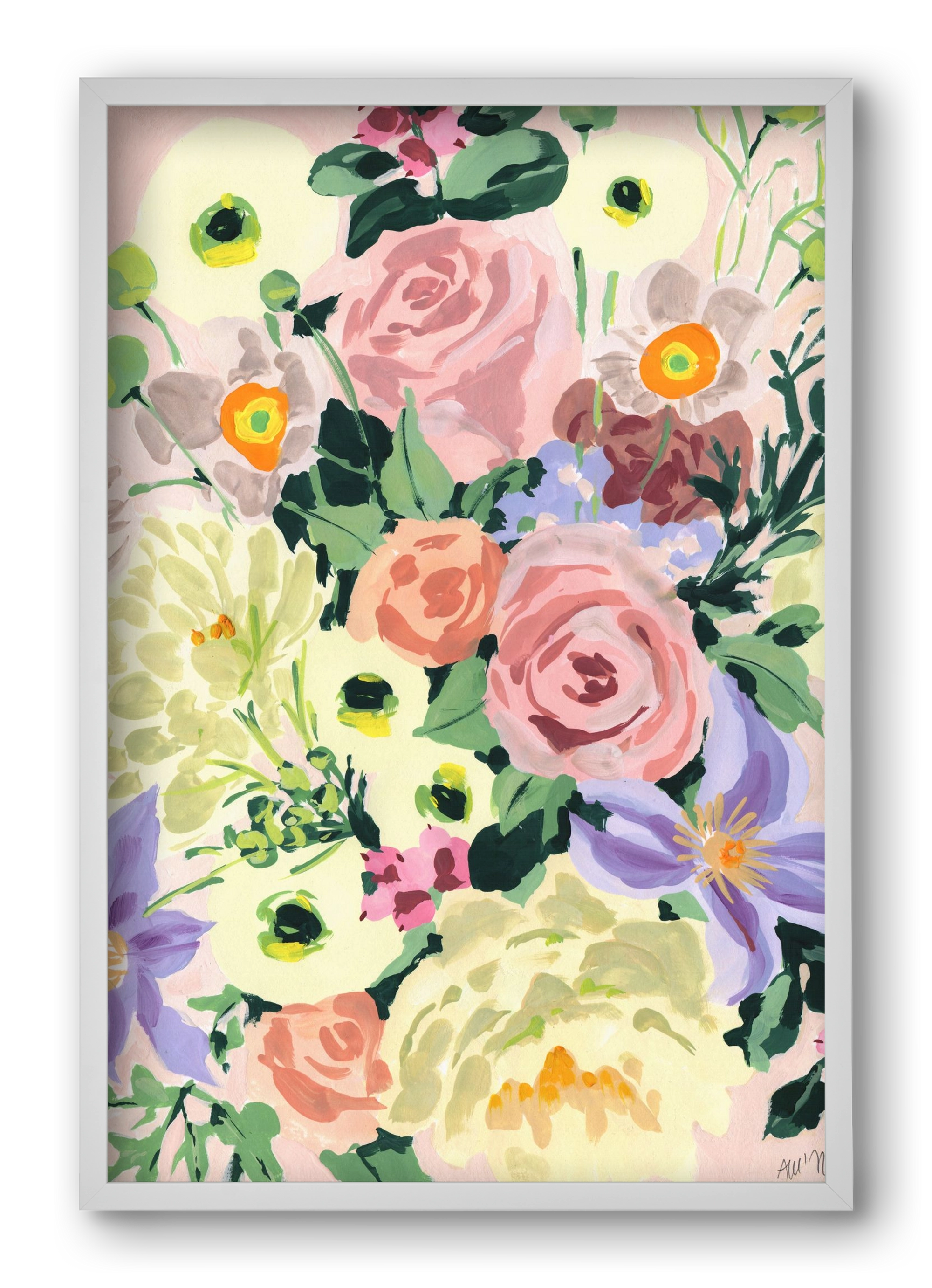 Romantic bouquet, 40x60 cm (40x60 cm), Fehér keret