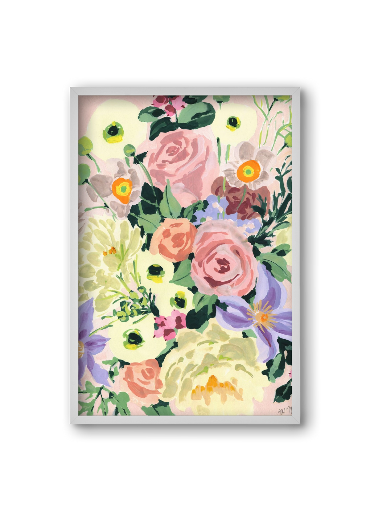 Romantic bouquet, 20x30 cm (20x30 cm), Fehér keret