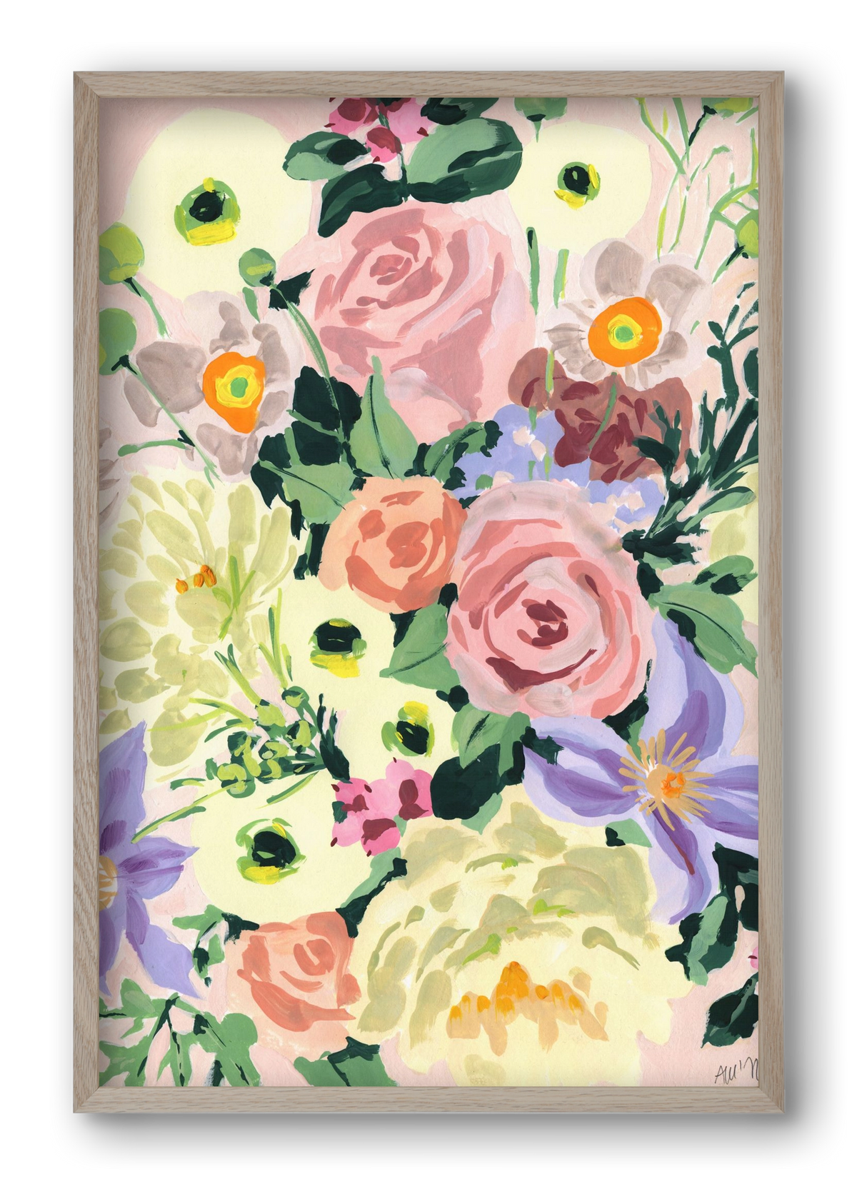 Romantic bouquet, 40x60 cm (40x60 cm), Tölgy keret