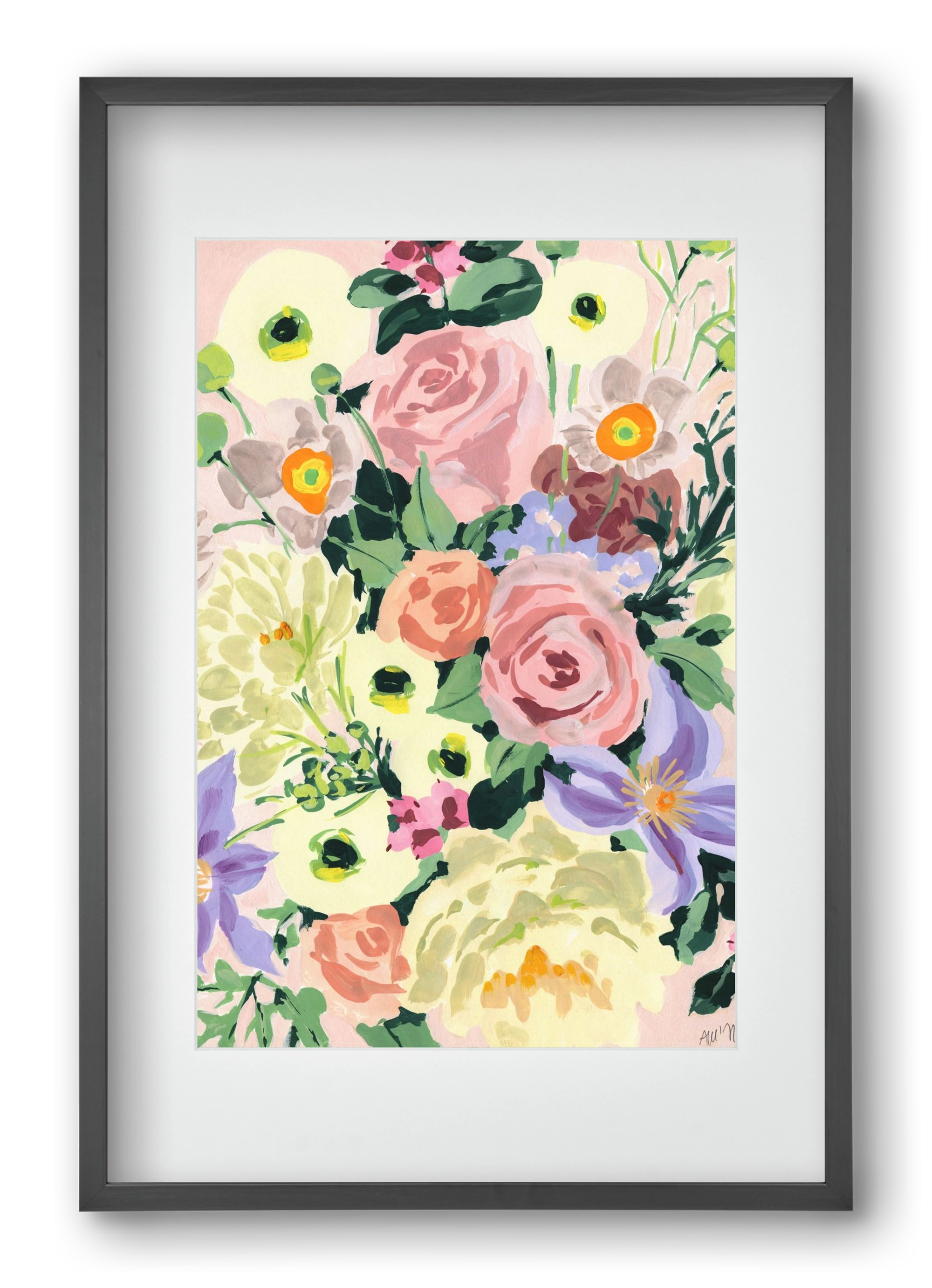 Romantic bouquet, 40x60 cm (30x45 cm), Fekete keret, paszpartuval