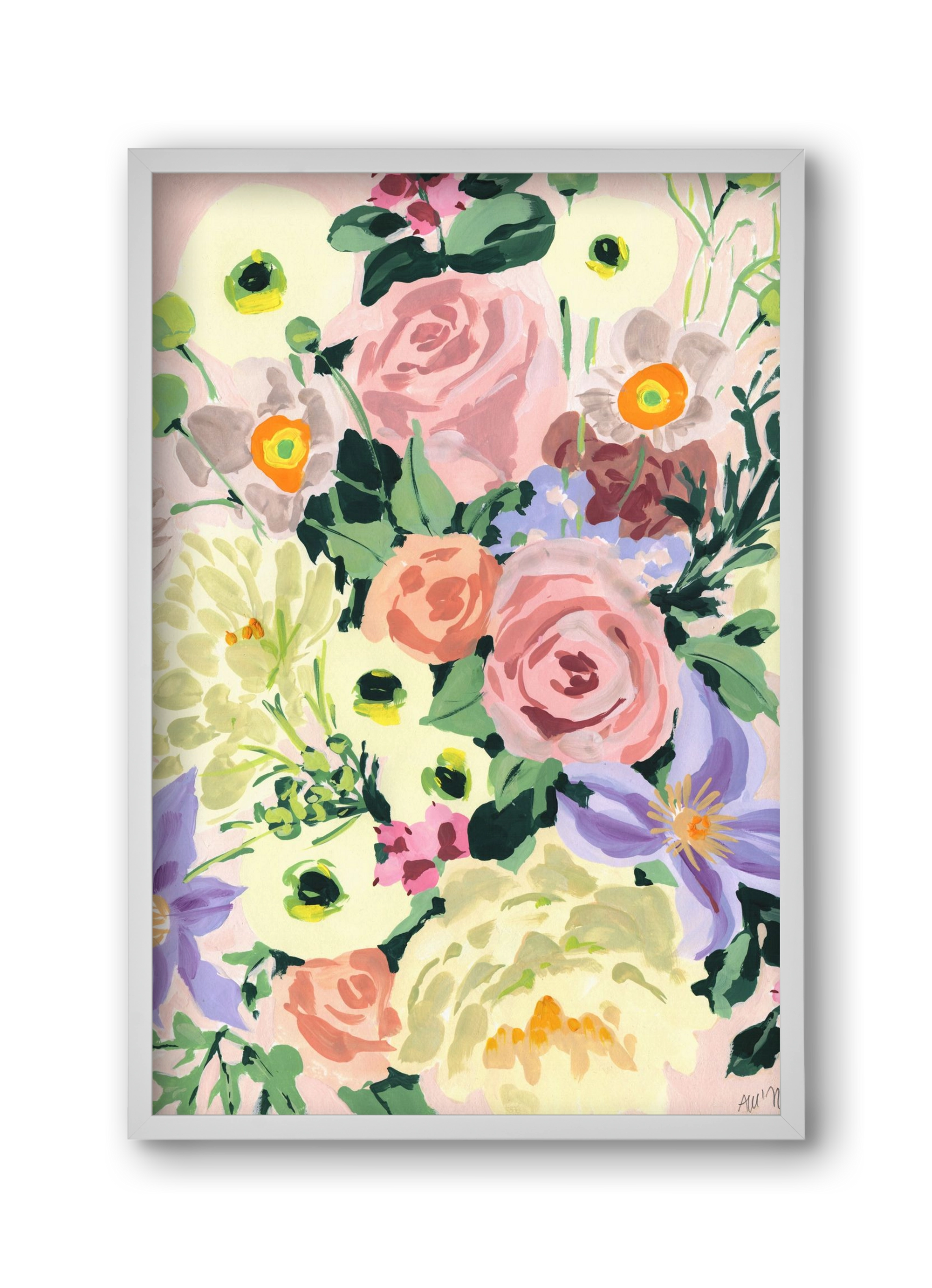 Romantic bouquet, 30x45 cm (30x45 cm), Fehér keret