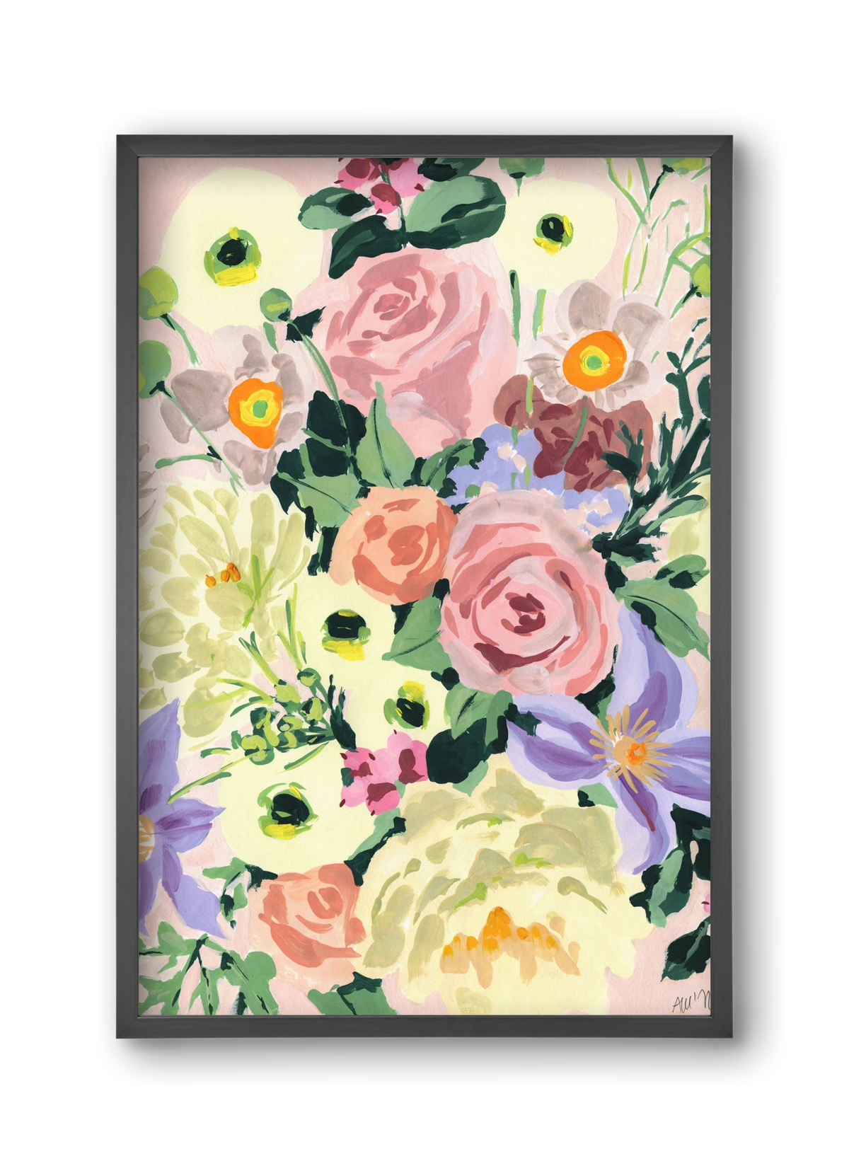 Romantic bouquet, 30x45 cm (30x45 cm), Fekete keret