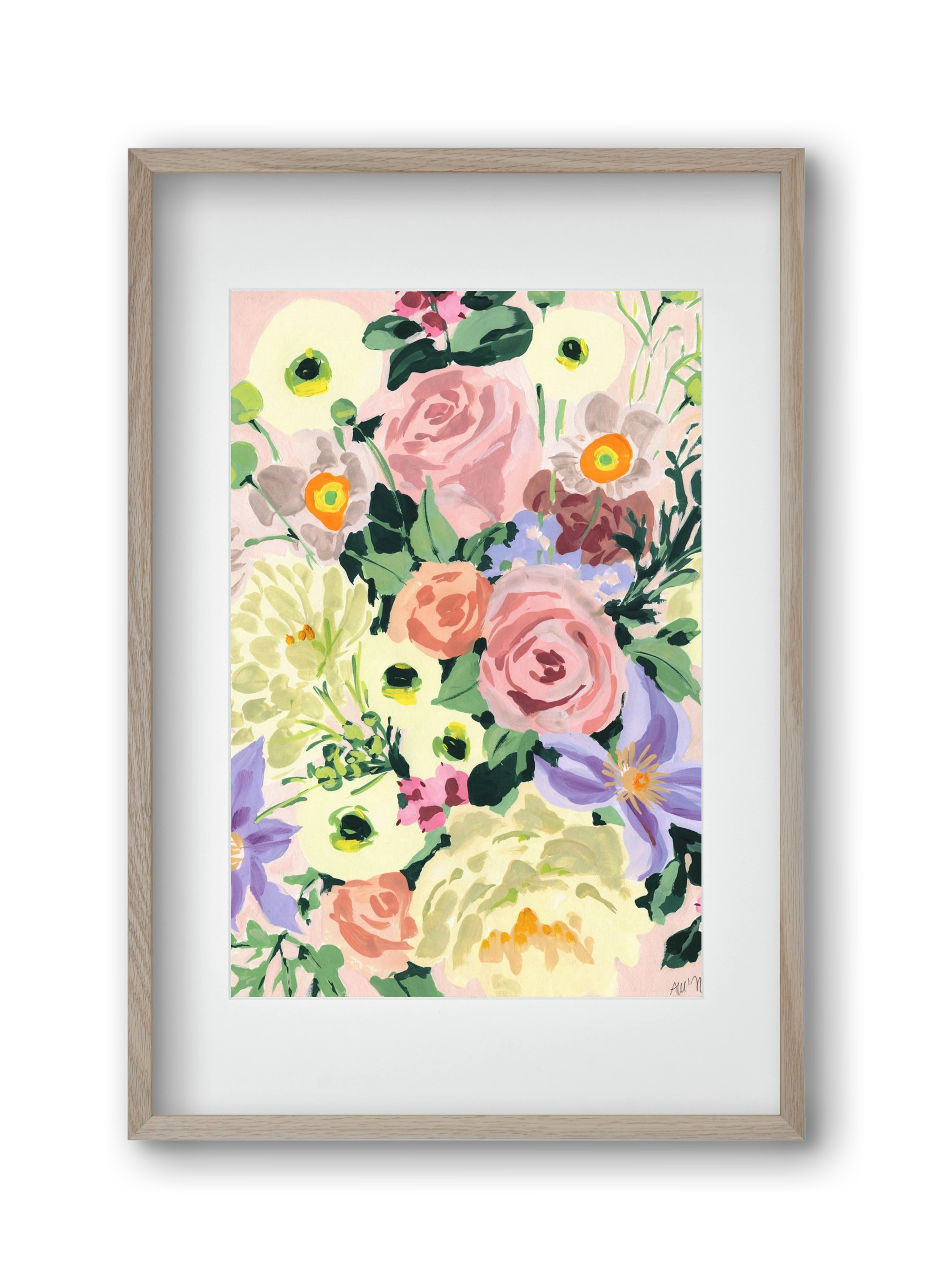 Romantic bouquet, 30x45 cm (20x30 cm), Tölgy keret, paszpartuval