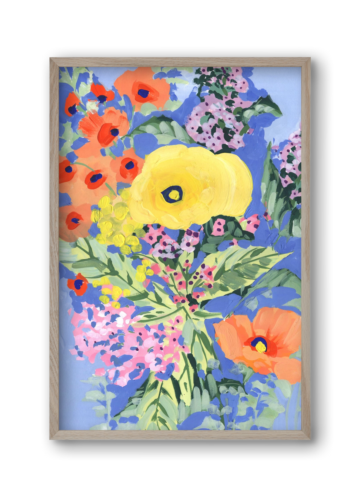 Yellow and orange poppies, 30x45 cm (30x45 cm), Tölgy keret