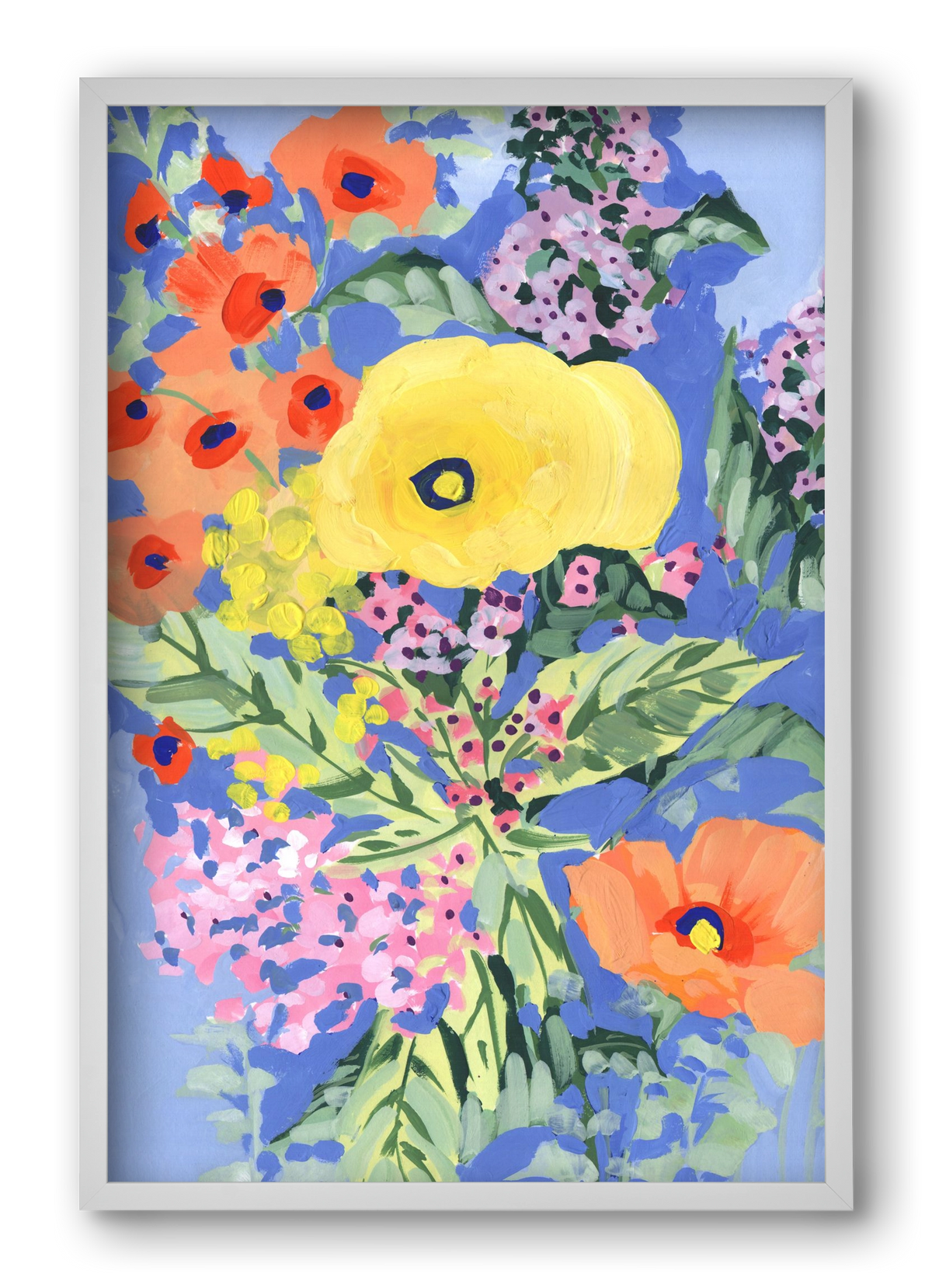 Yellow and orange poppies, 40x60 cm (40x60 cm), Fehér keret