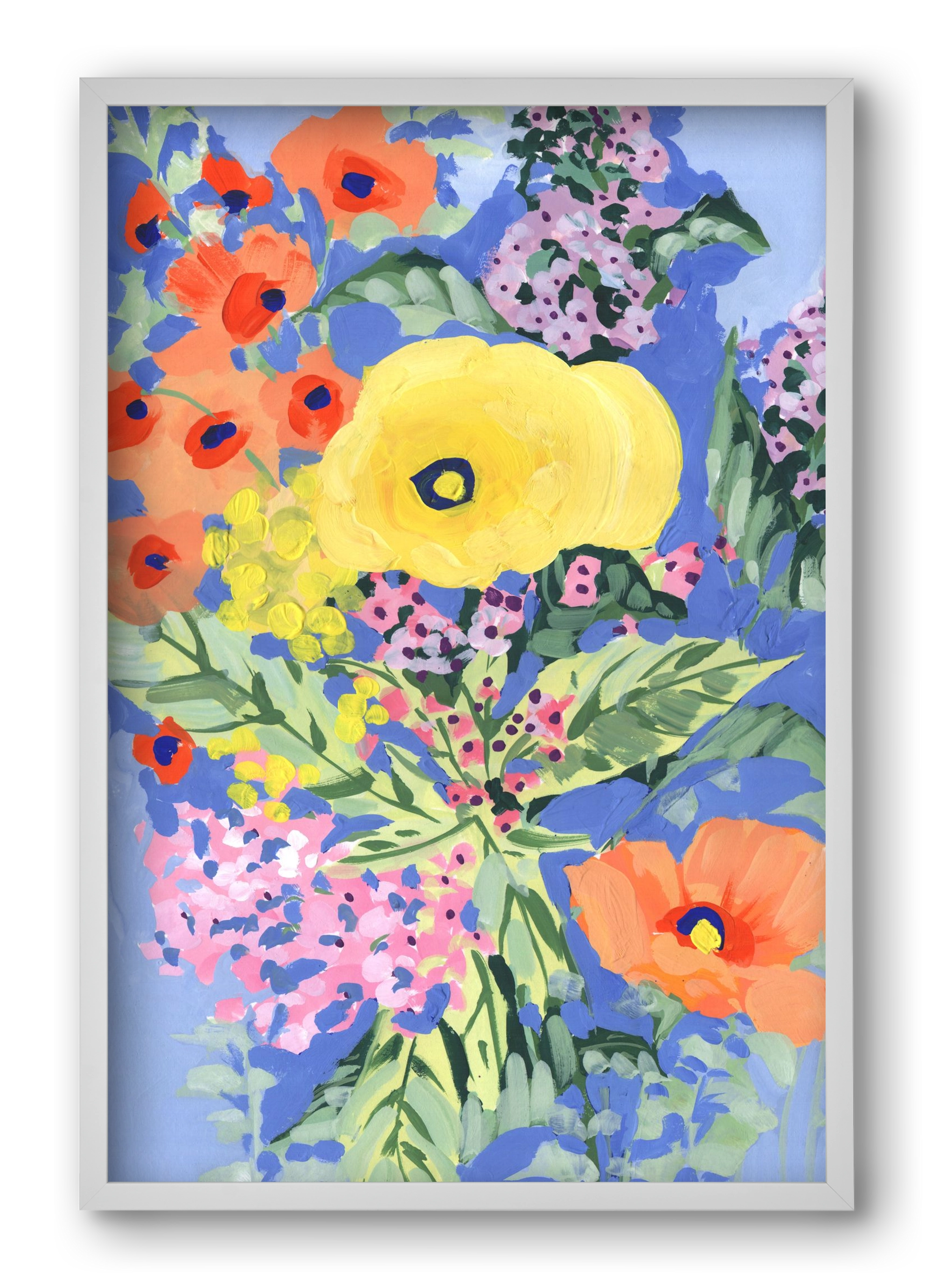 Yellow and orange poppies, 40x60 cm (40x60 cm), Fehér keret
