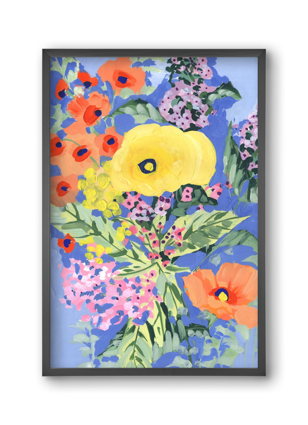 Yellow and orange poppies, 30x45 cm (30x45 cm), Fekete keret