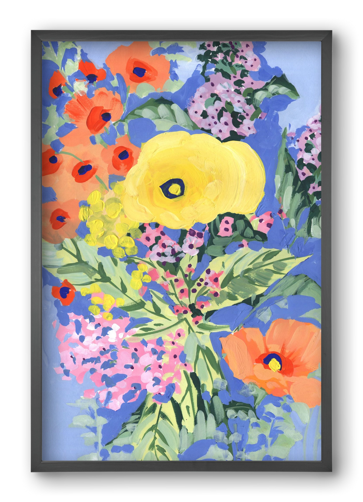 Yellow and orange poppies, 40x60 cm (40x60 cm), Fekete keret