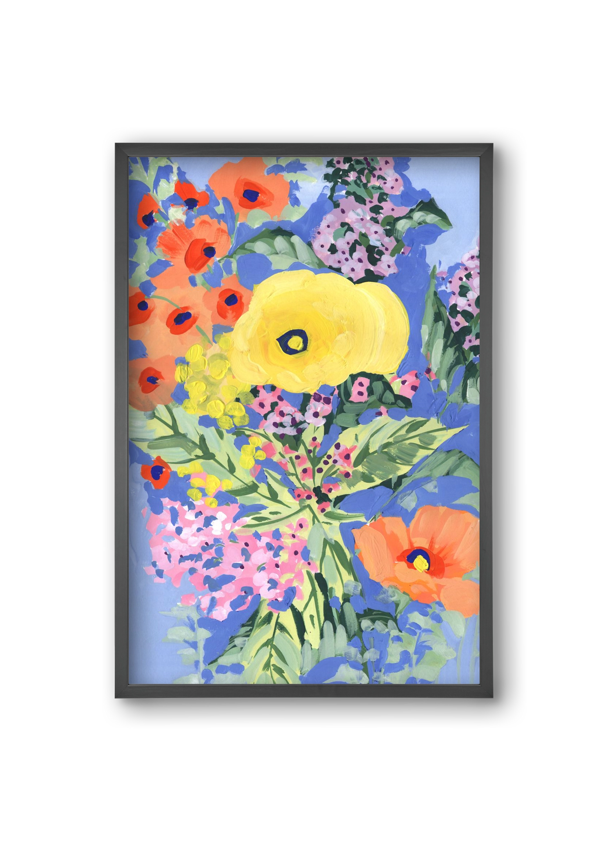 Yellow and orange poppies, 20x30 cm (20x30 cm), Fekete keret