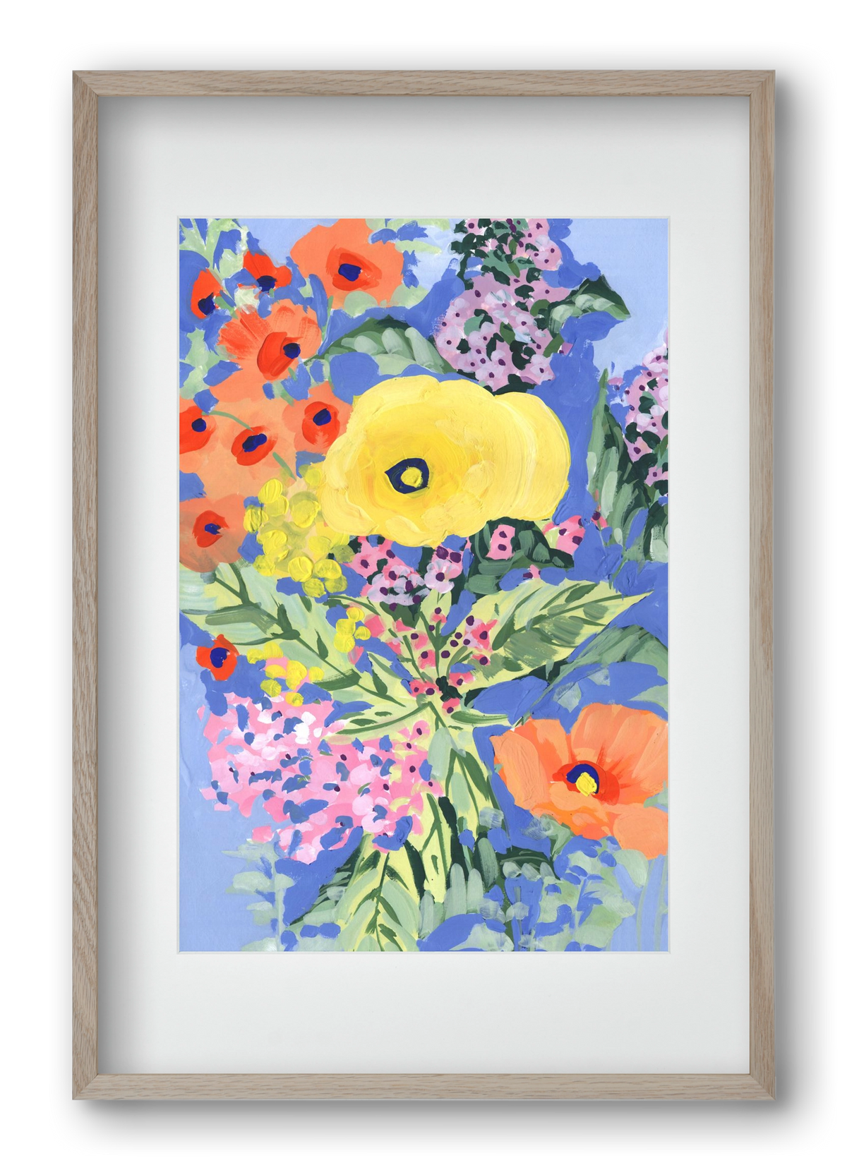 Yellow and orange poppies, 40x60 cm (30x45 cm), Tölgy keret, paszpartuval