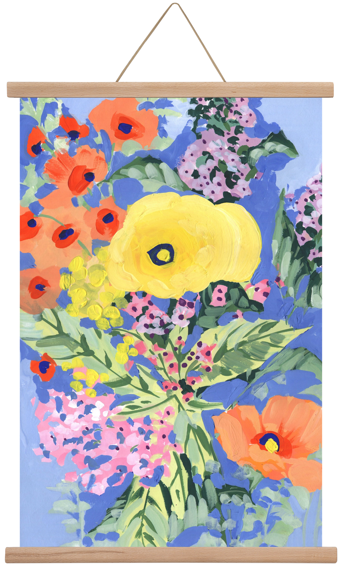 Yellow and orange poppies, 40x60 cm (40x60 cm), Tölgy akasztó