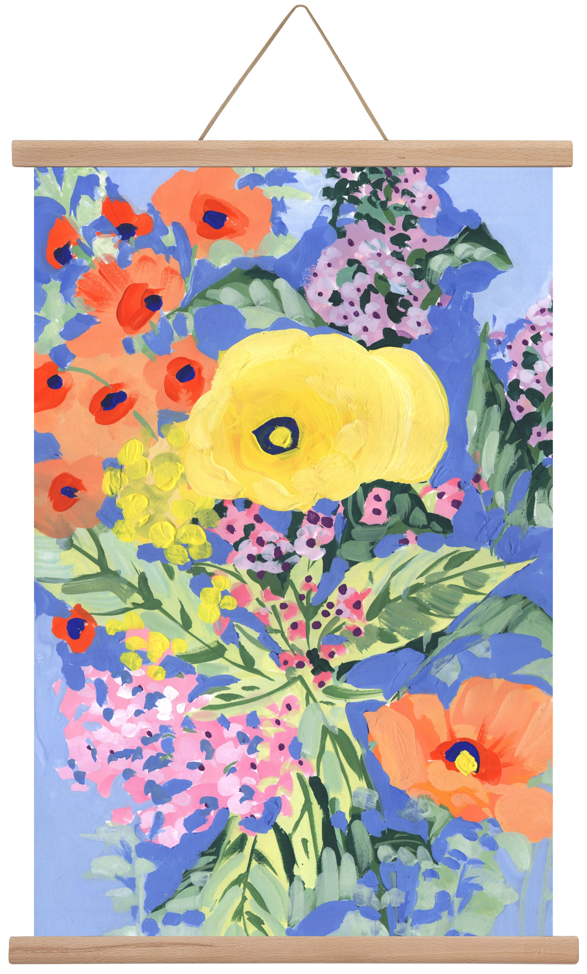 Yellow and orange poppies, 40x60 cm (40x60 cm), Tölgy akasztó