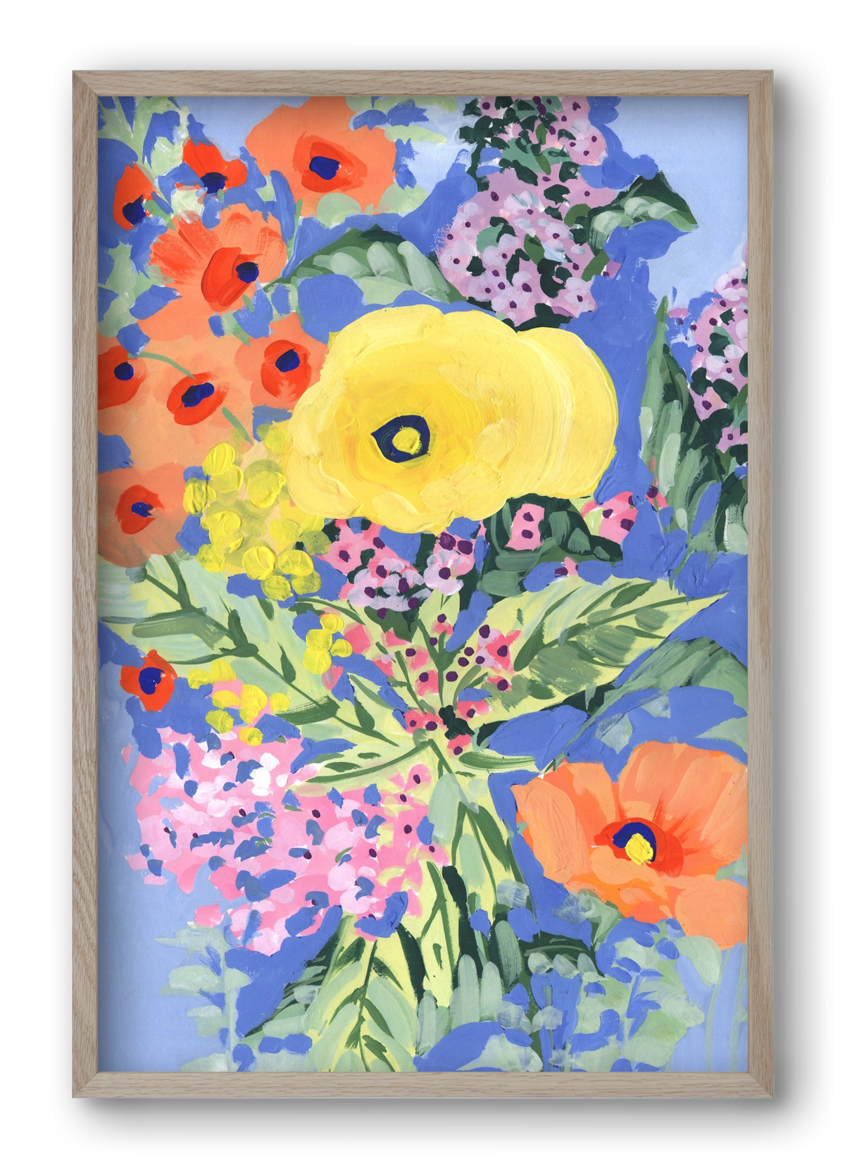 Yellow and orange poppies, 40x60 cm (40x60 cm), Tölgy keret
