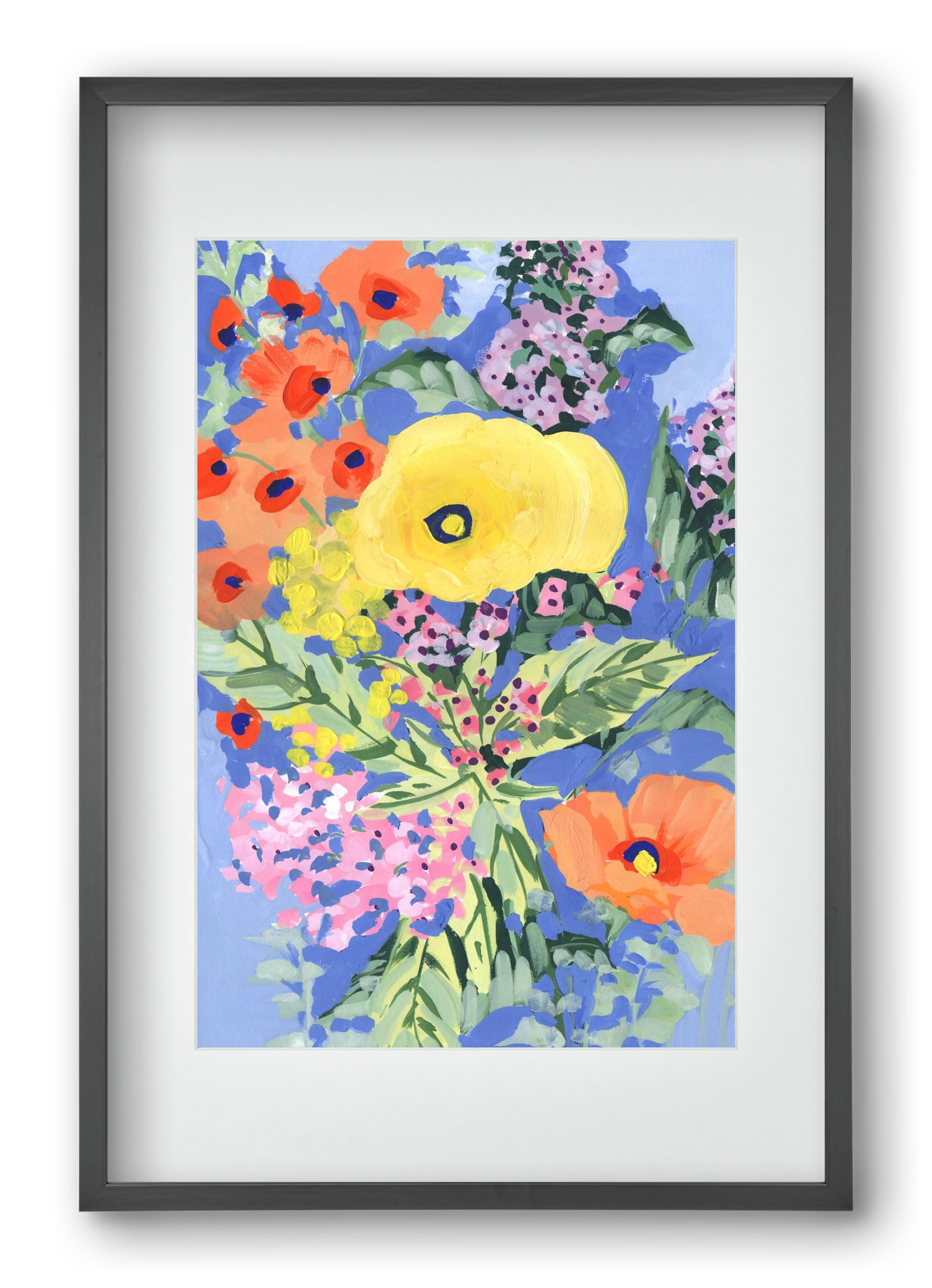 Yellow and orange poppies, 40x60 cm (30x45 cm), Fekete keret, paszpartuval