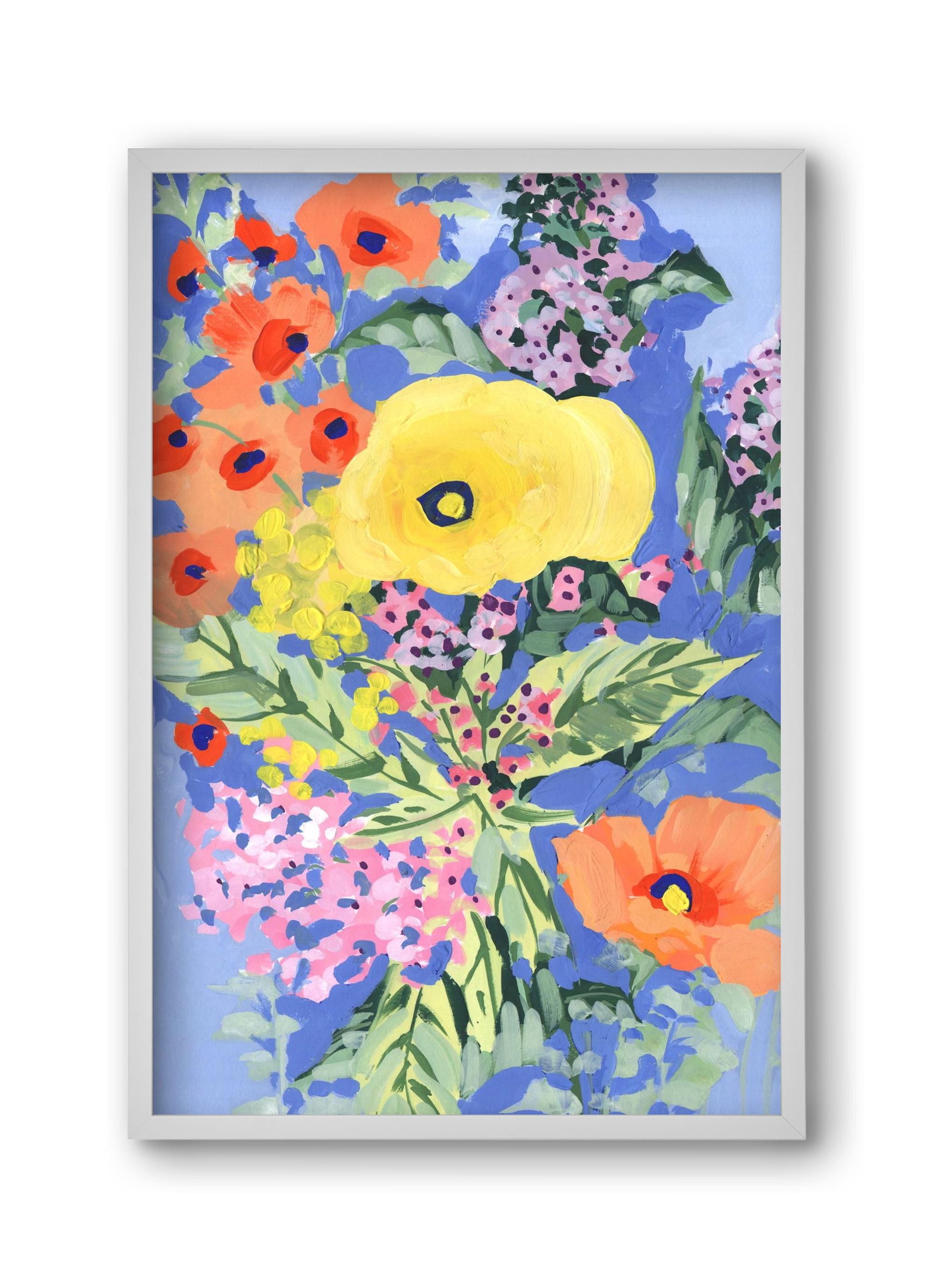 Yellow and orange poppies, 30x45 cm (30x45 cm), Fehér keret