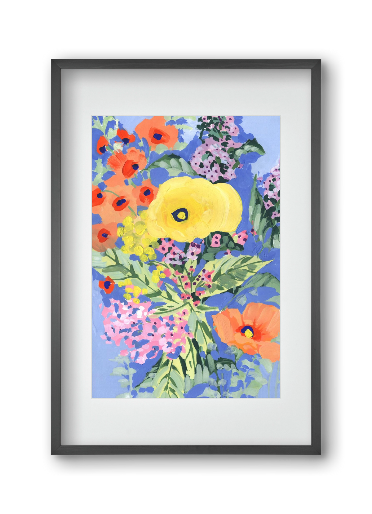 Yellow and orange poppies, 30x45 cm (20x30 cm), Fekete keret, paszpartuval