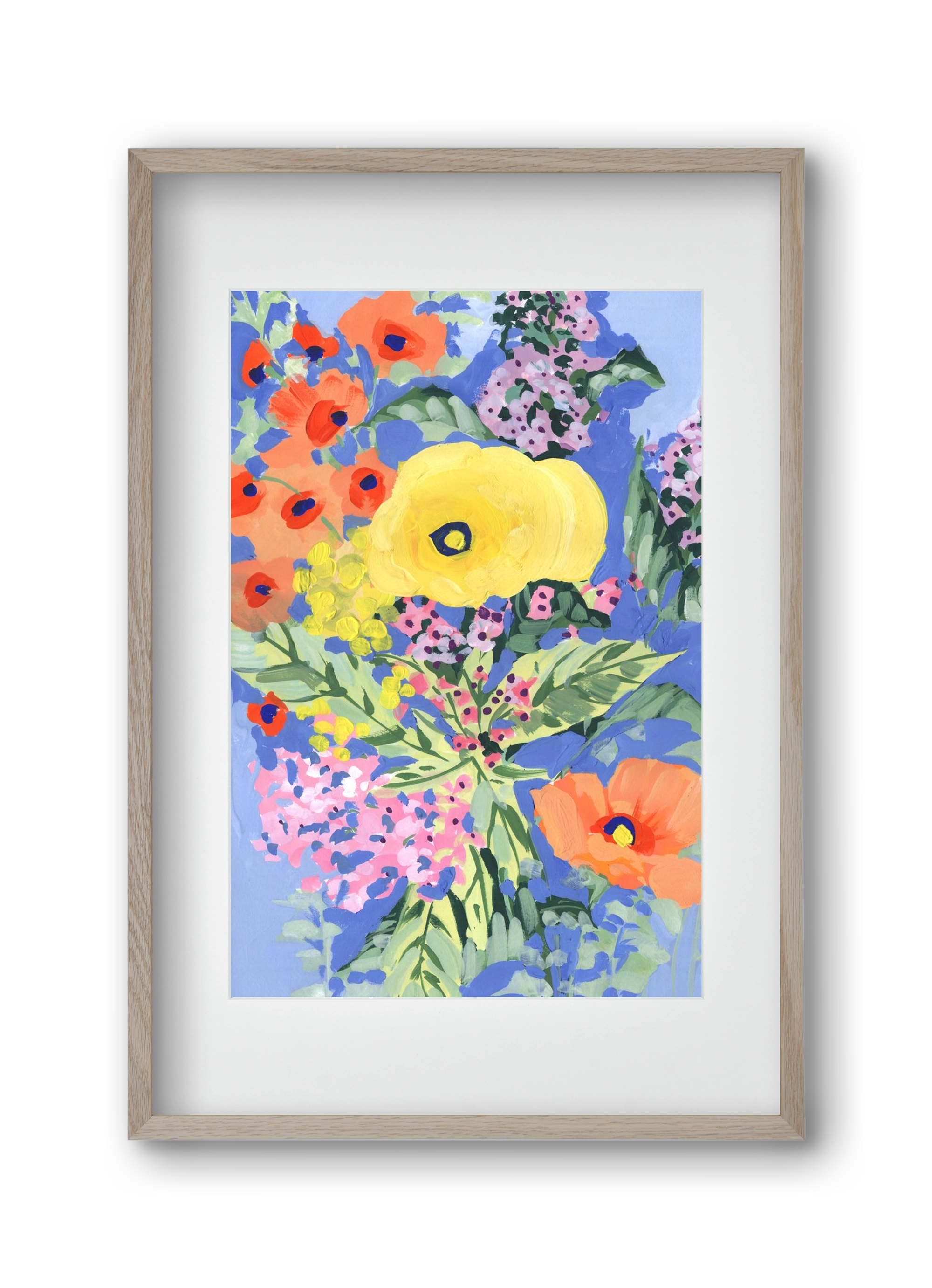 Yellow and orange poppies, 30x45 cm (20x30 cm), Tölgy keret, paszpartuval