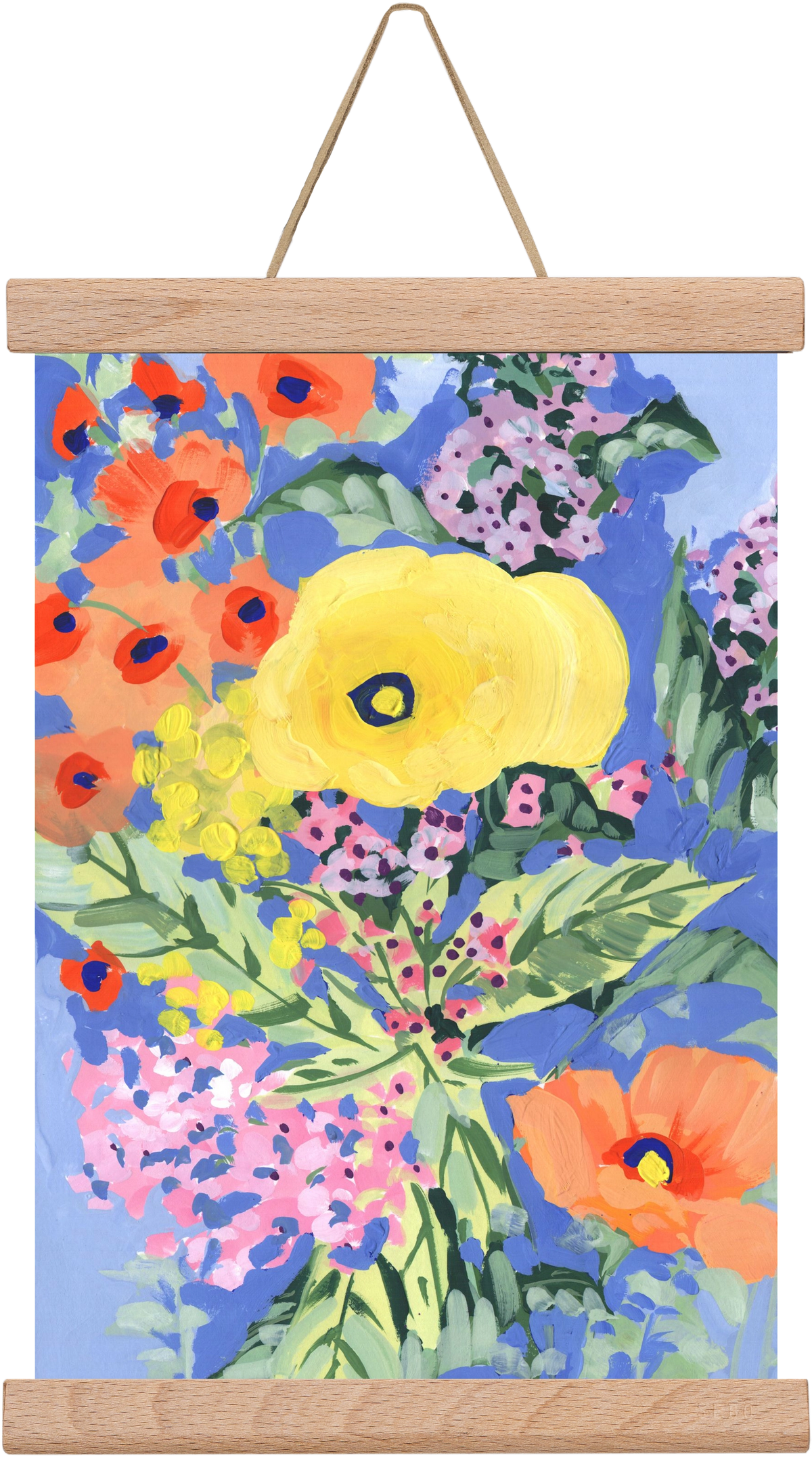 Yellow and orange poppies, 20x30 cm (20x30 cm), Tölgy akasztó