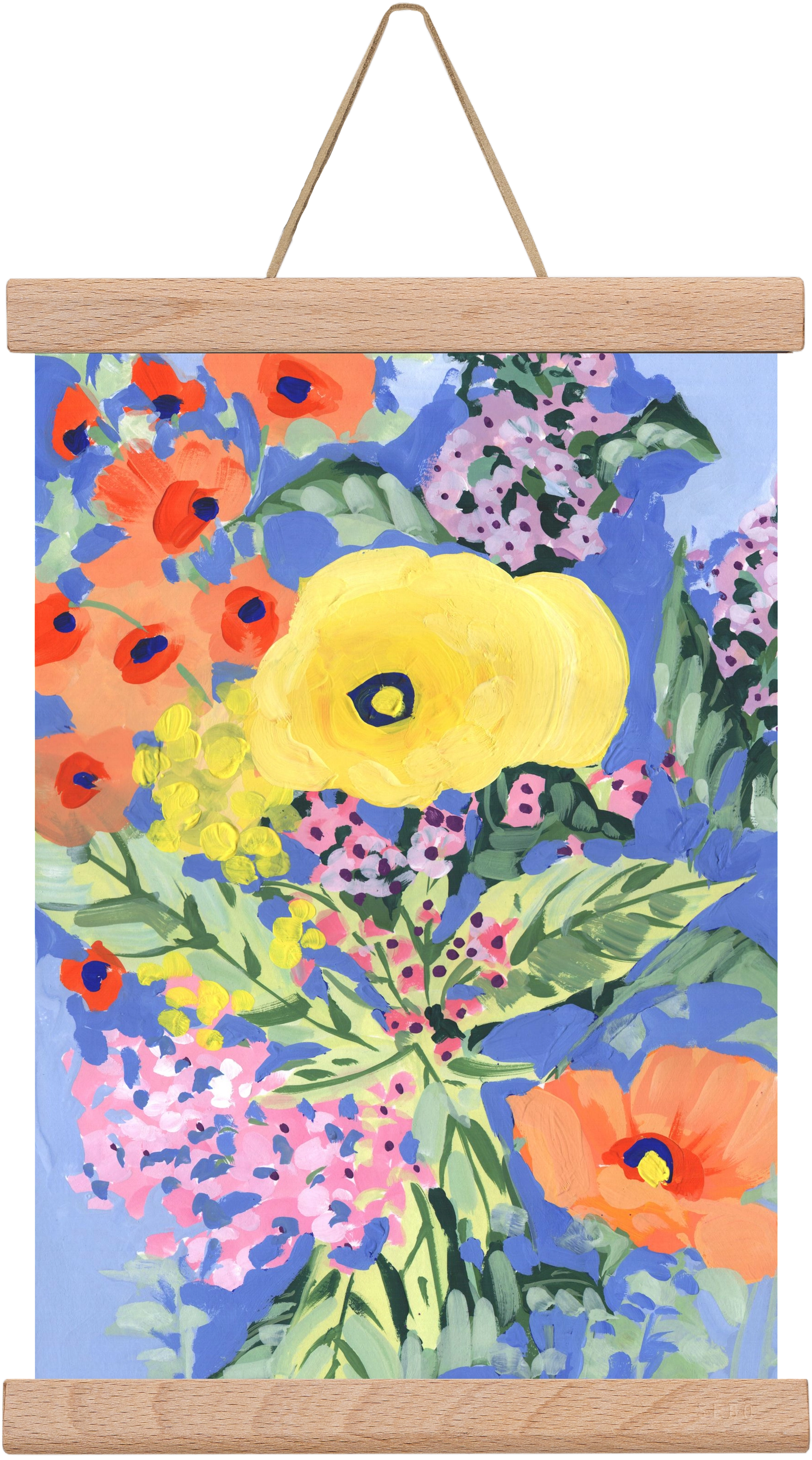Yellow and orange poppies, 20x30 cm (20x30 cm), Tölgy akasztó