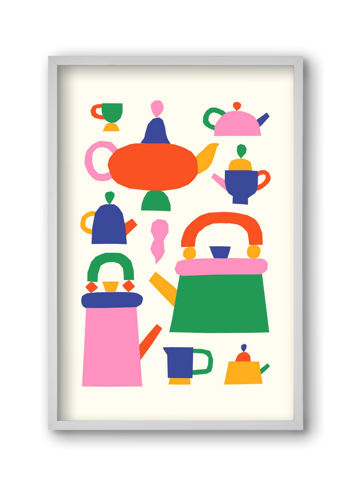 Teapots, 30x45 cm (30x45 cm), Fehér keret