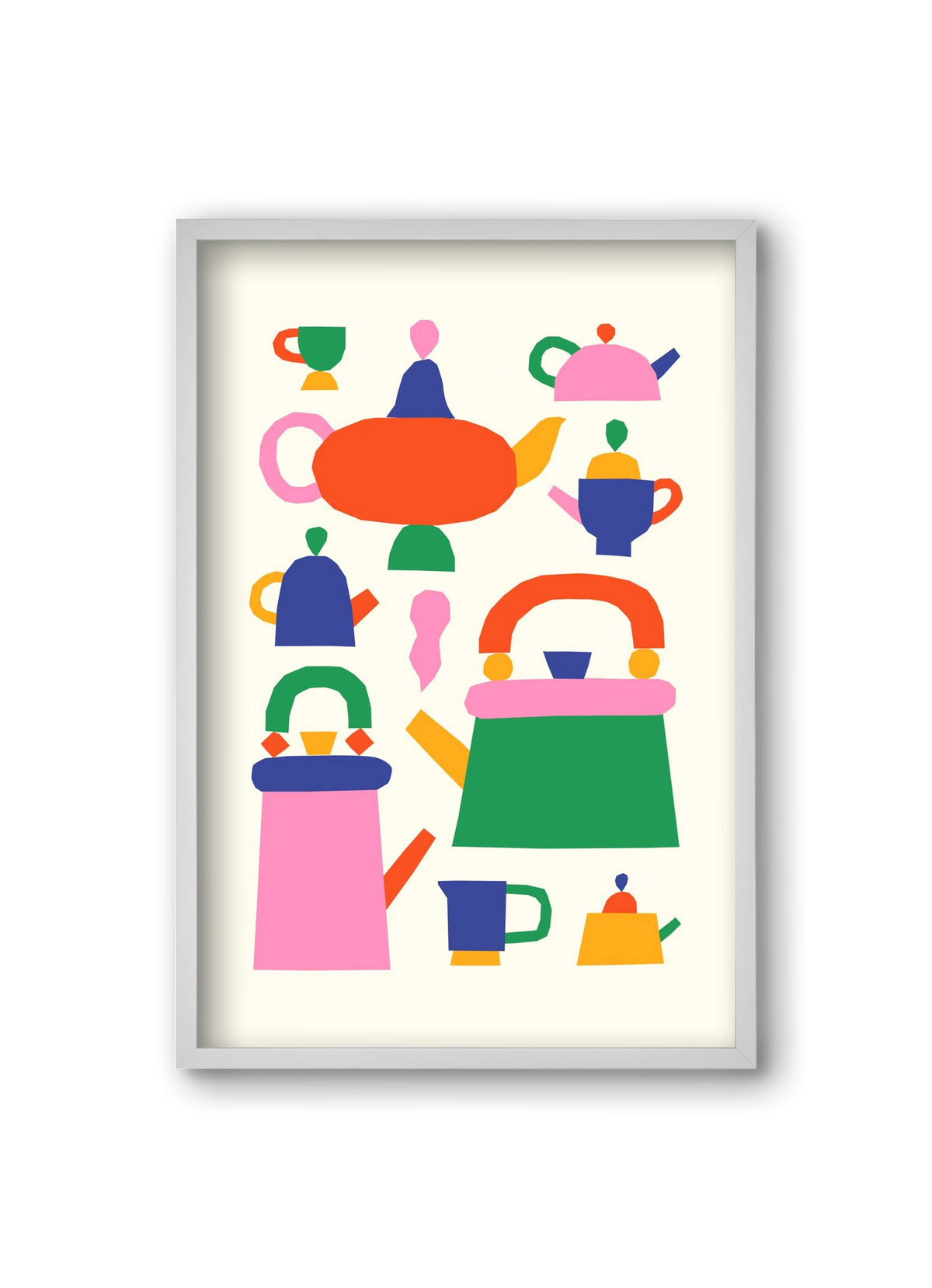 Teapots, 20x30 cm (20x30 cm), Fehér keret