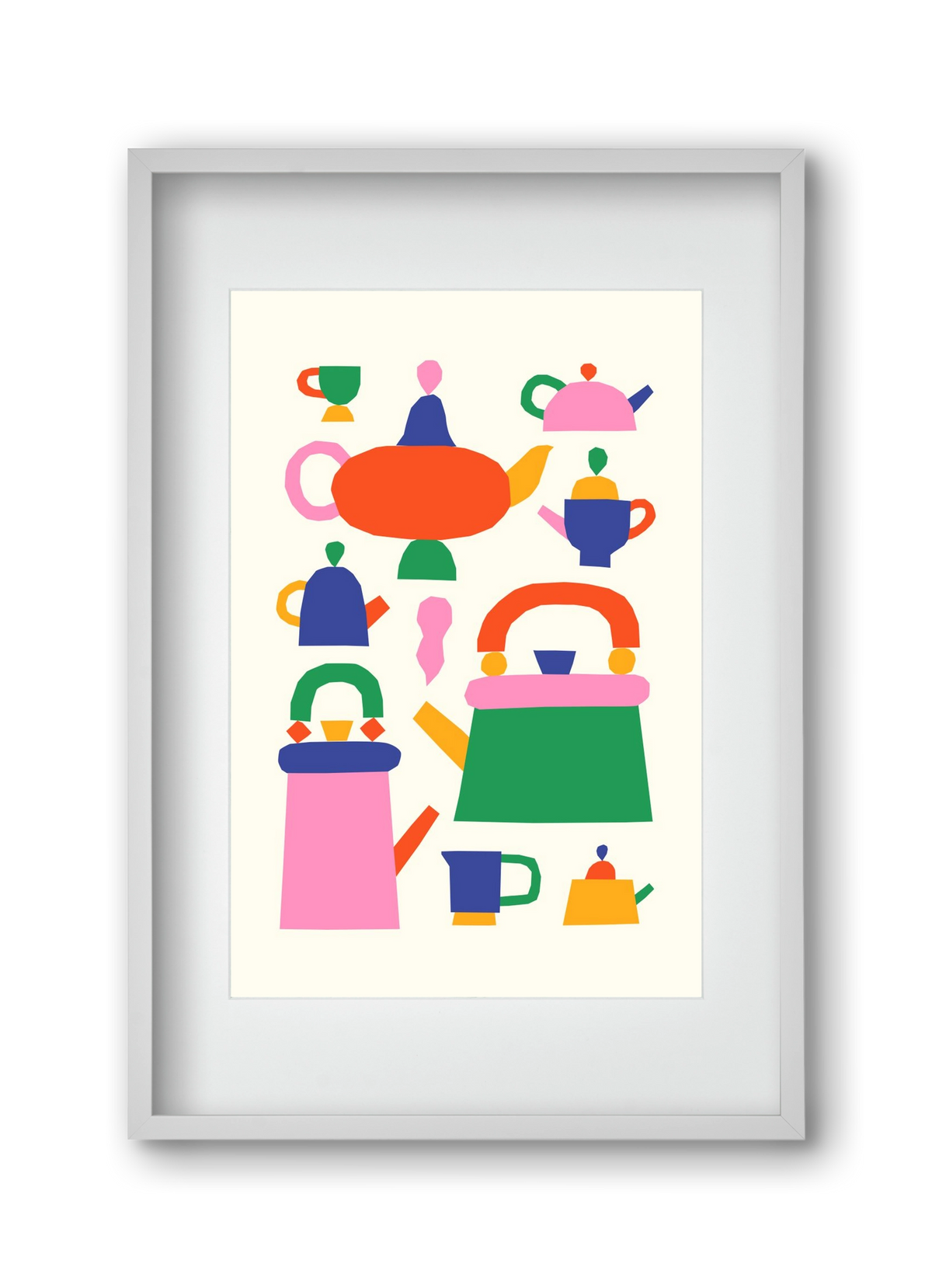 Teapots, 30x45 cm (20x30 cm), Fehér keret, paszpartuval