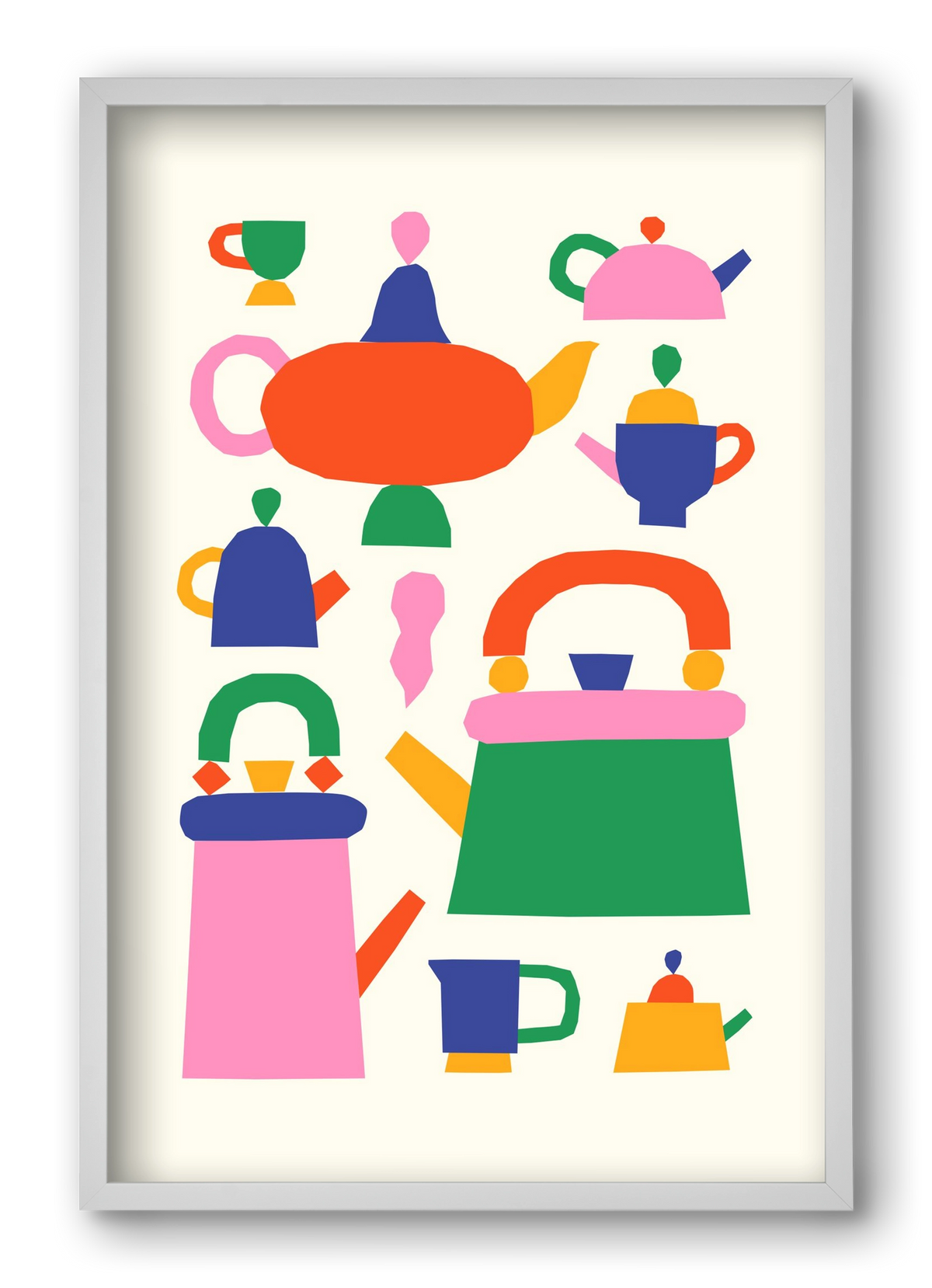 Teapots, 40x60 cm (40x60 cm), Fehér keret