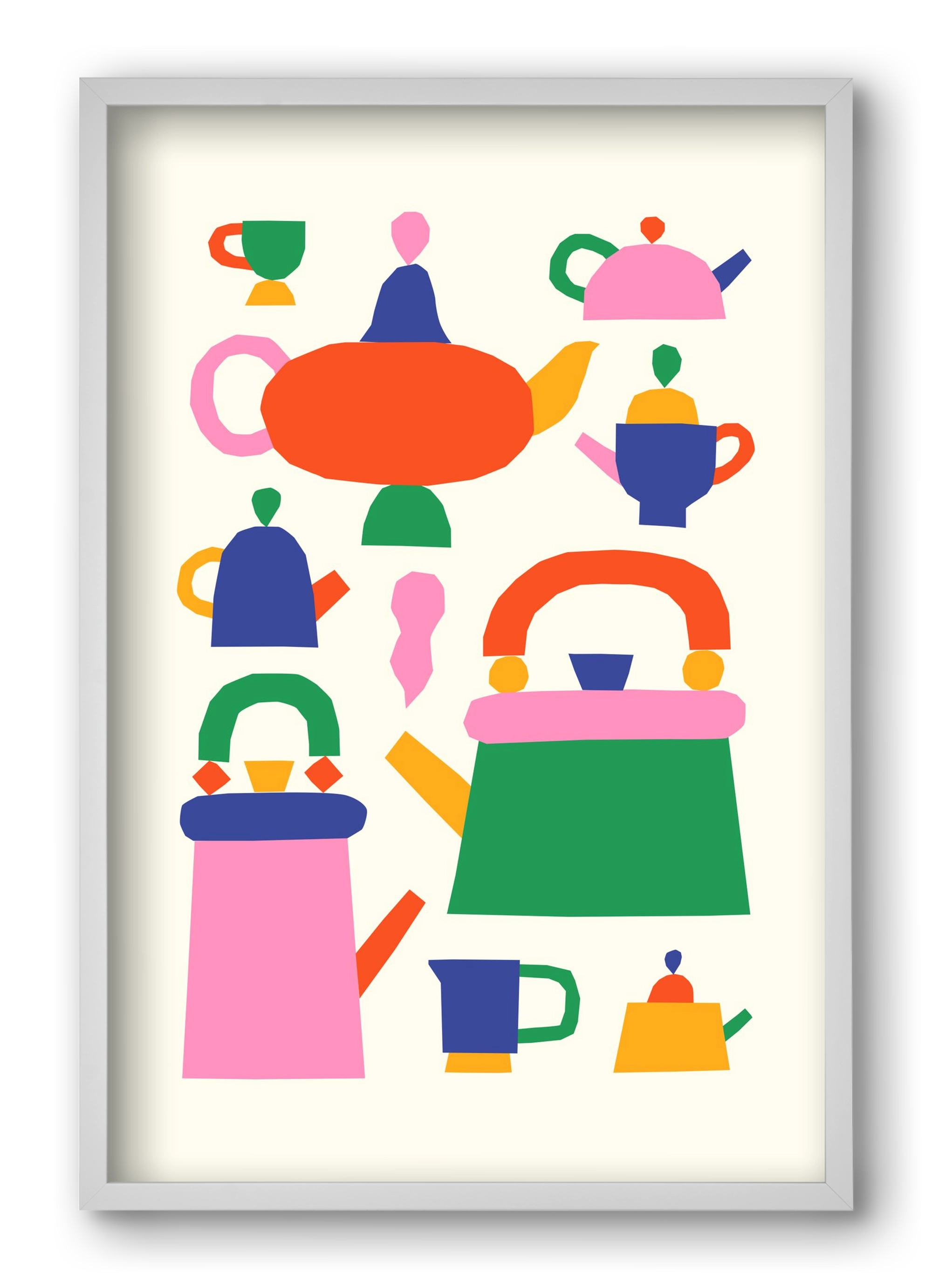 Teapots, 40x60 cm (40x60 cm), Fehér keret