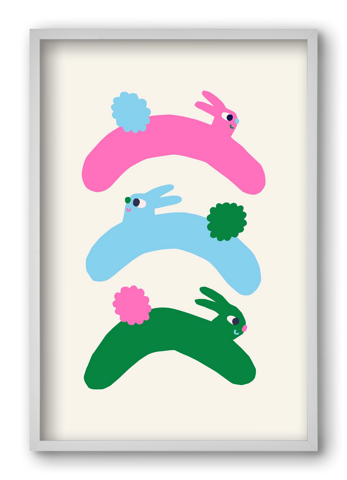 Colourful Bunnies, 40x60 cm (40x60 cm), Fehér keret