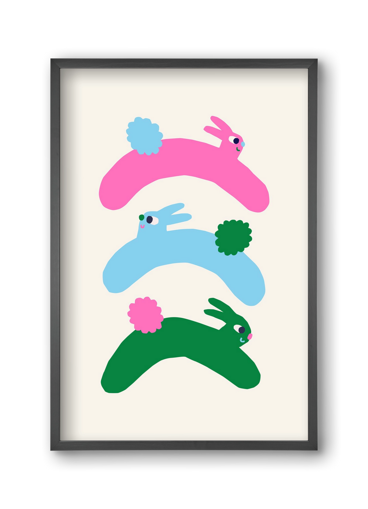 Colourful Bunnies, 30x45 cm (30x45 cm), Fekete keret