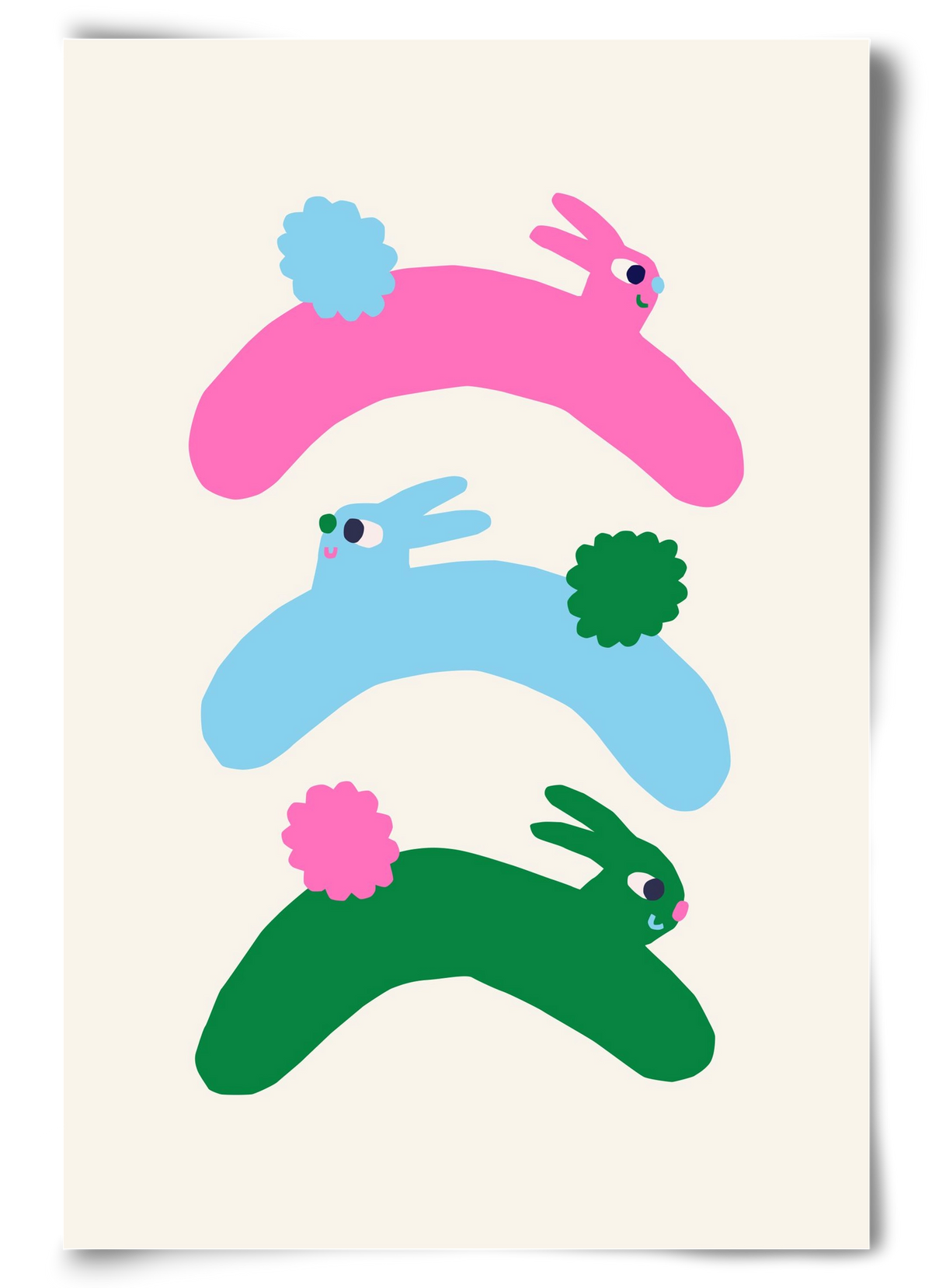 Colourful Bunnies, 60x90 cm, Keret nélkül