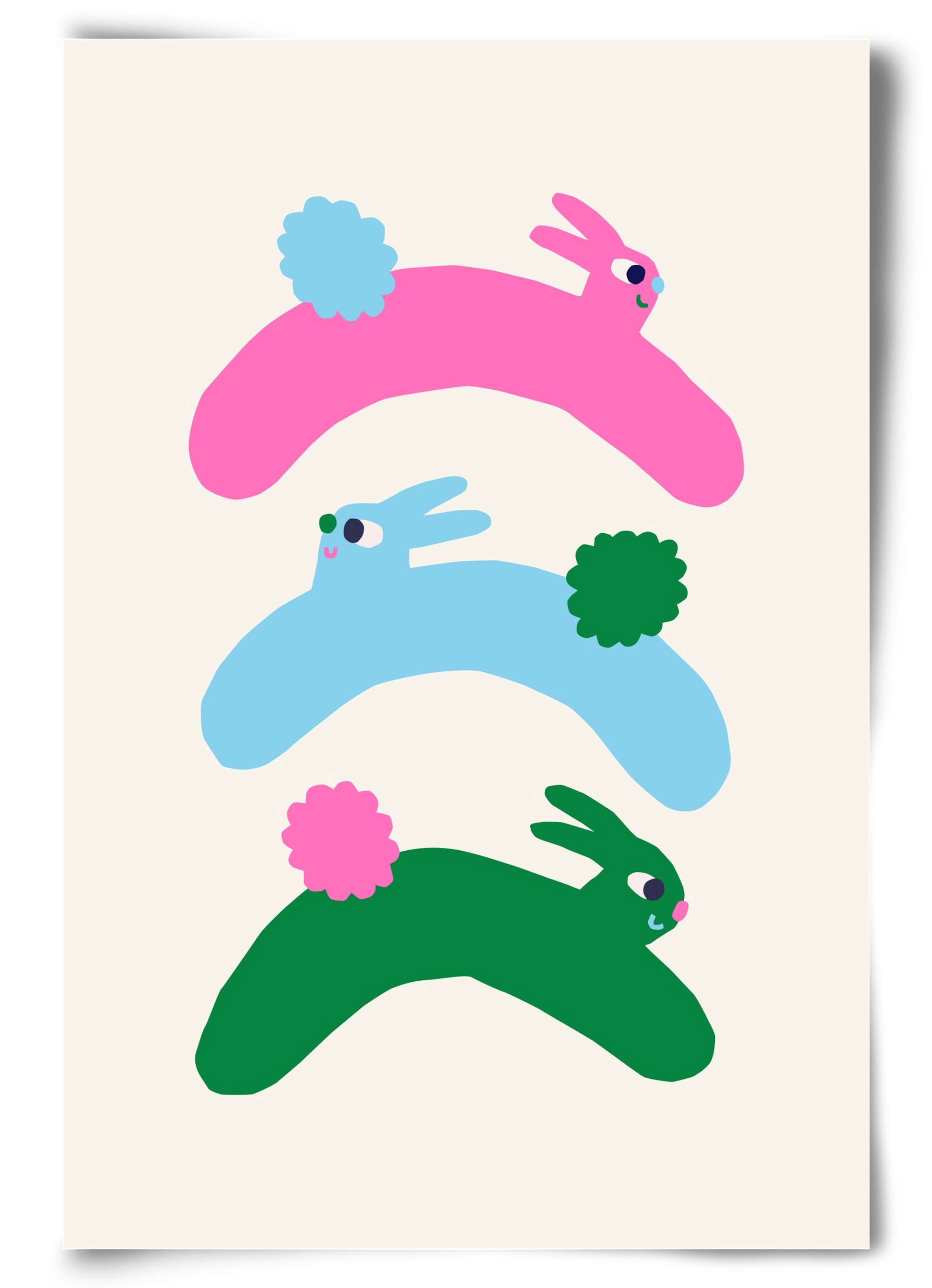 Colourful Bunnies, 60x90 cm, Keret nélkül