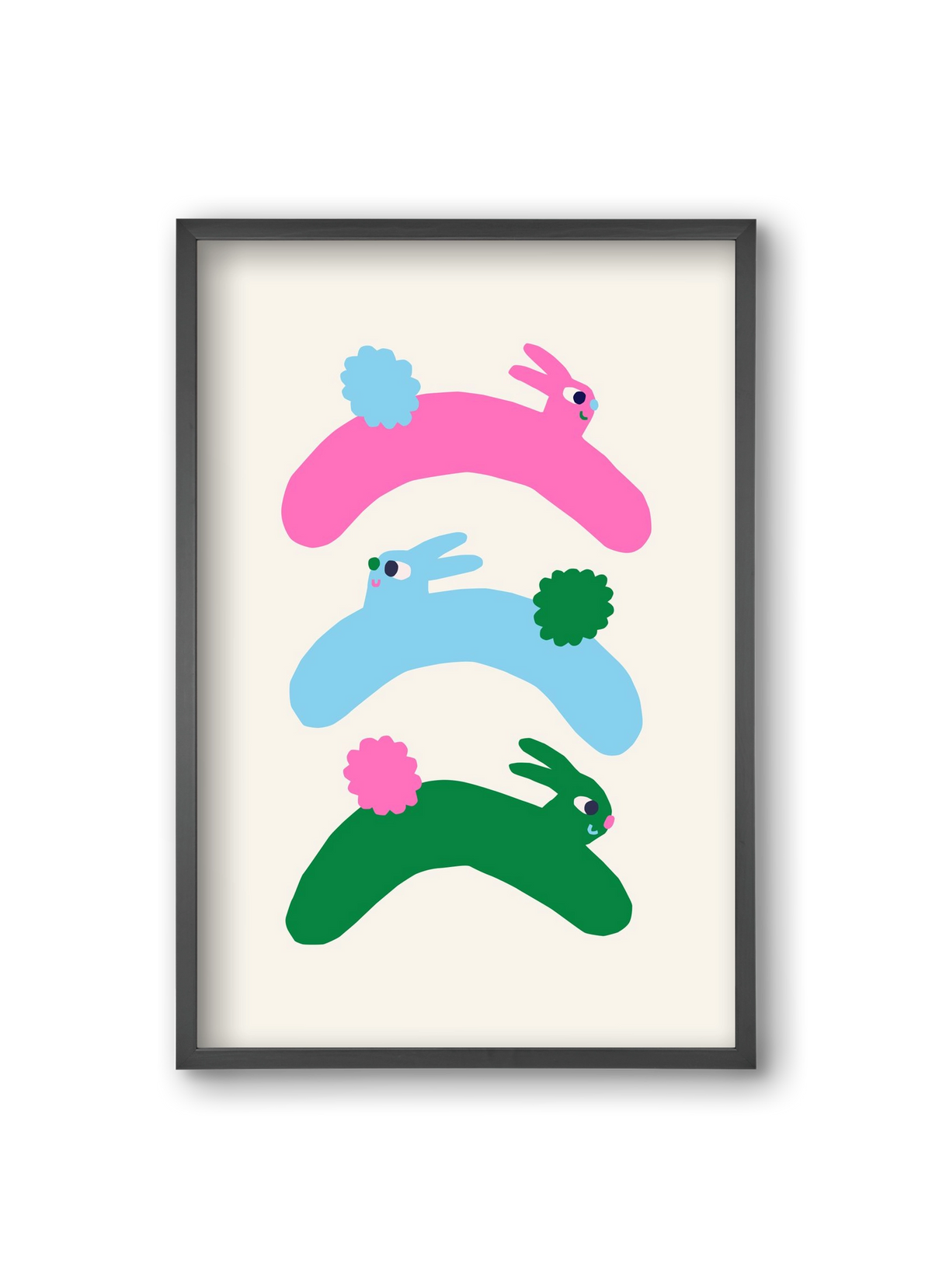 Colourful Bunnies, 20x30 cm (20x30 cm), Fekete keret