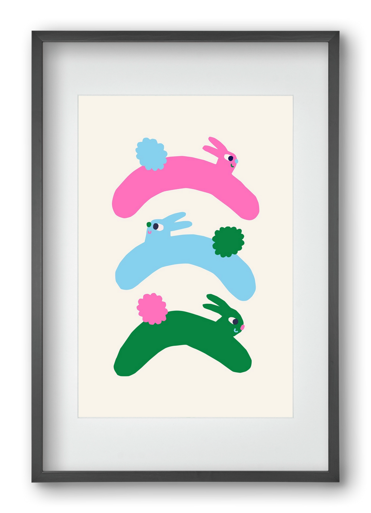 Colourful Bunnies, 40x60 cm (30x45 cm), Fekete keret, paszpartuval