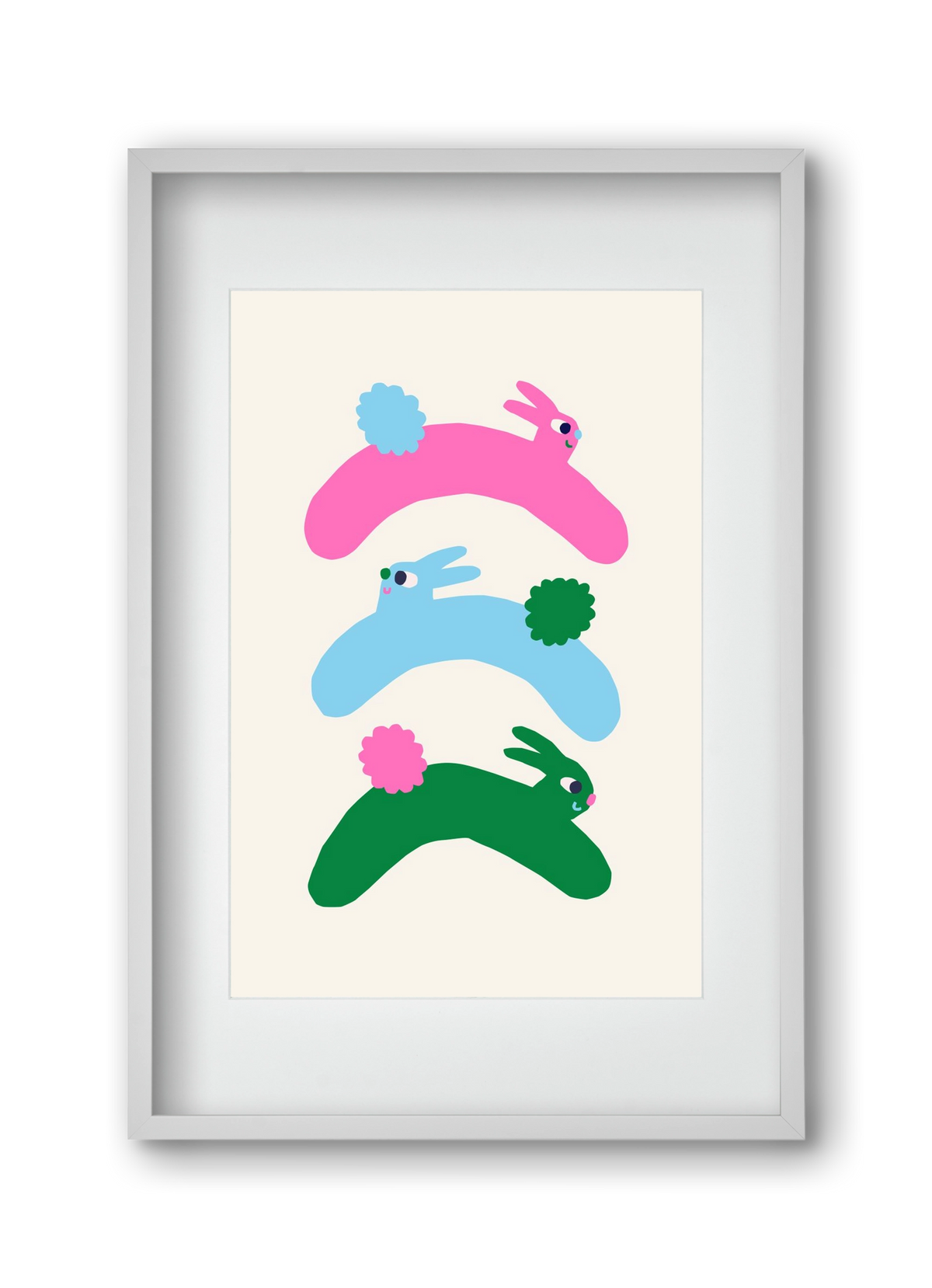 Colourful Bunnies, 30x45 cm (20x30 cm), Fehér keret, paszpartuval