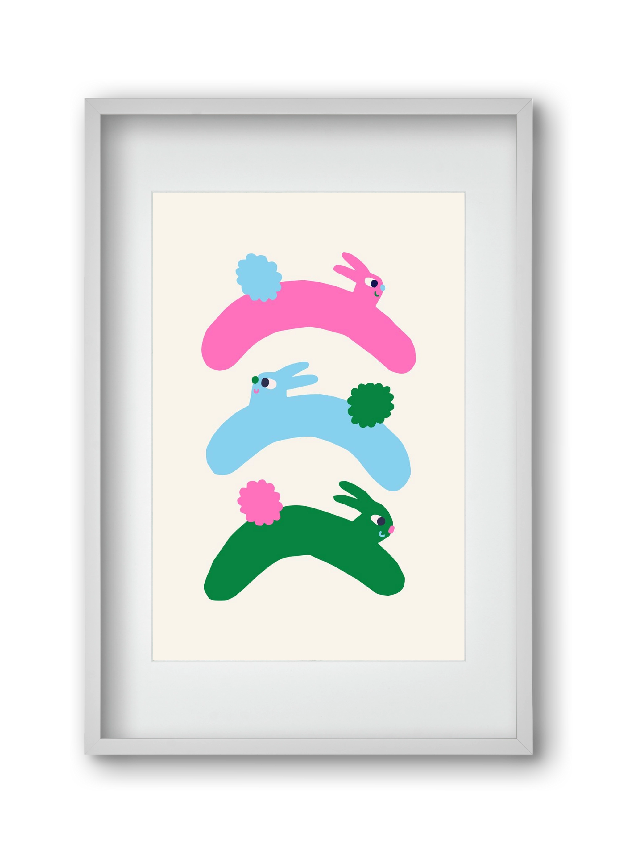 Colourful Bunnies, 30x45 cm (20x30 cm), Fehér keret, paszpartuval