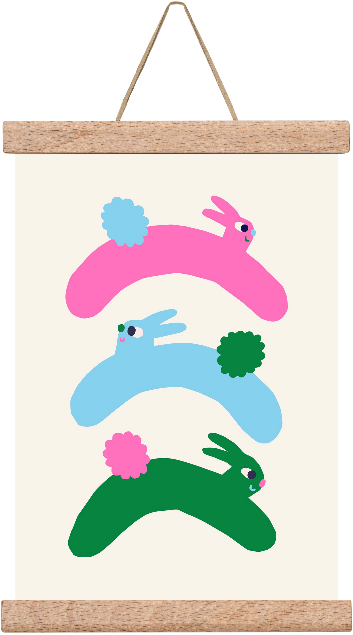 Colourful Bunnies, 20x30 cm (20x30 cm), Tölgy akasztó