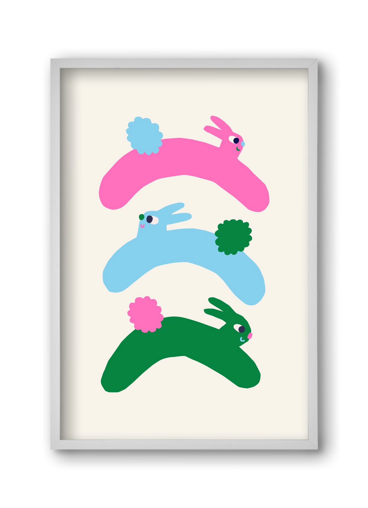 Colourful Bunnies, 30x45 cm (30x45 cm), Fehér keret