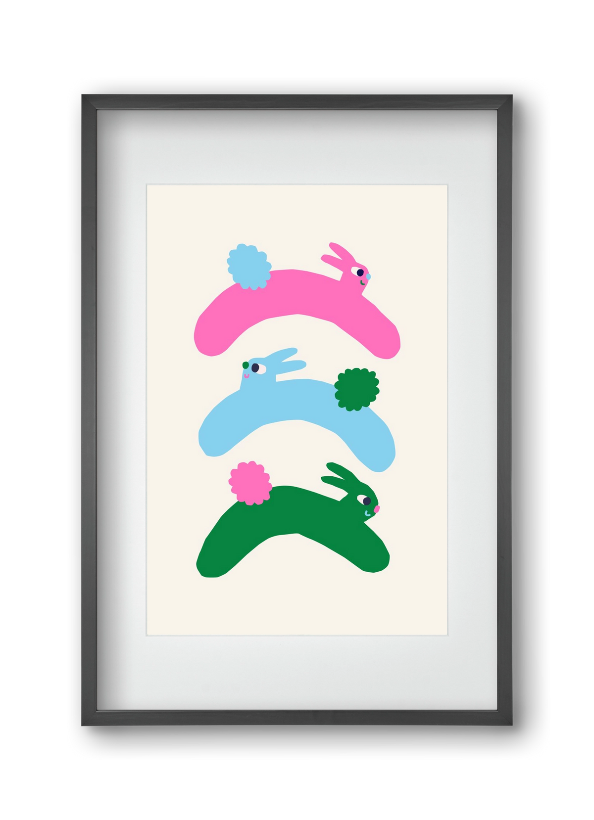 Colourful Bunnies, 30x45 cm (20x30 cm), Fekete keret, paszpartuval