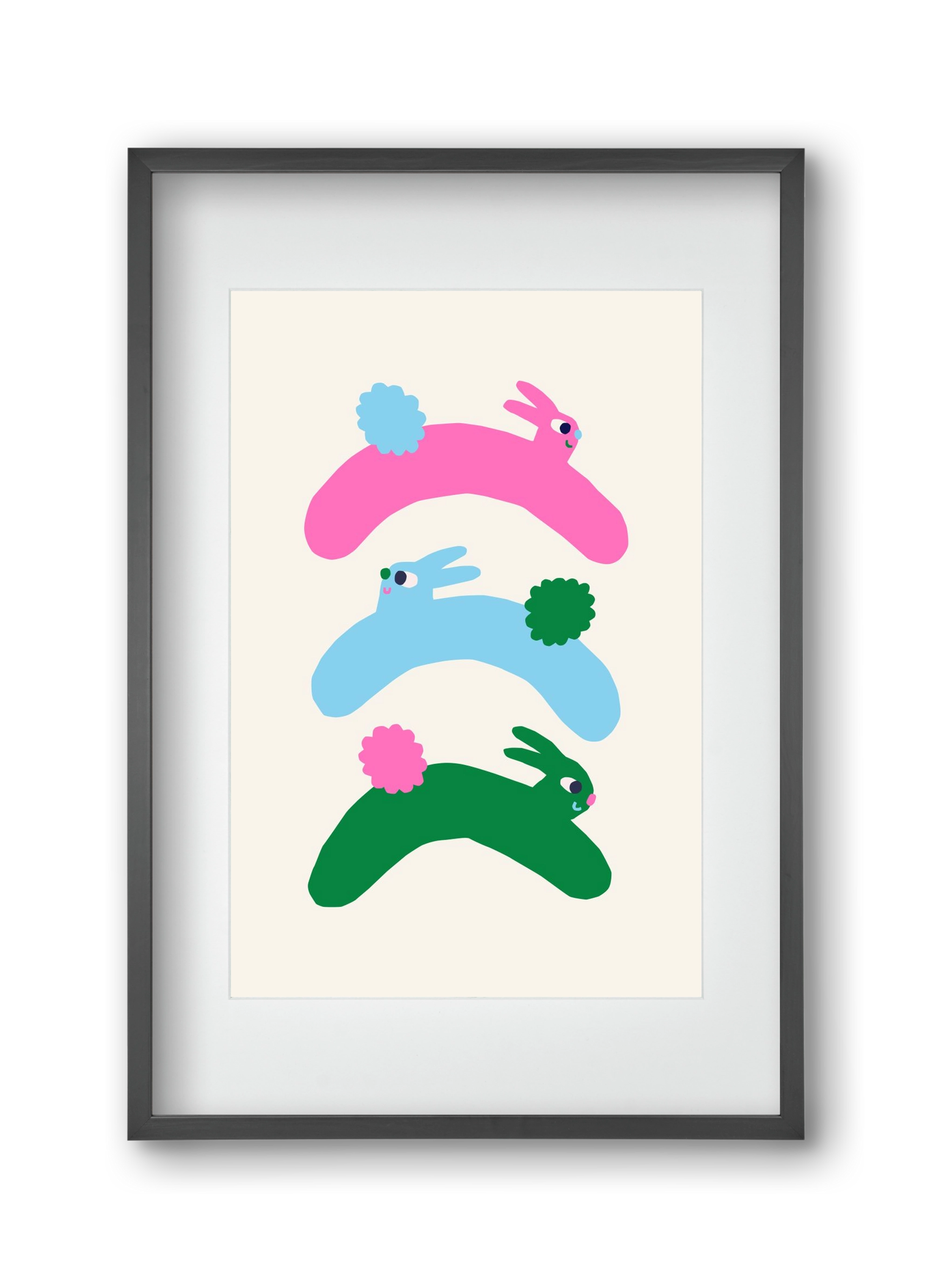 Colourful Bunnies, 30x45 cm (20x30 cm), Fekete keret, paszpartuval