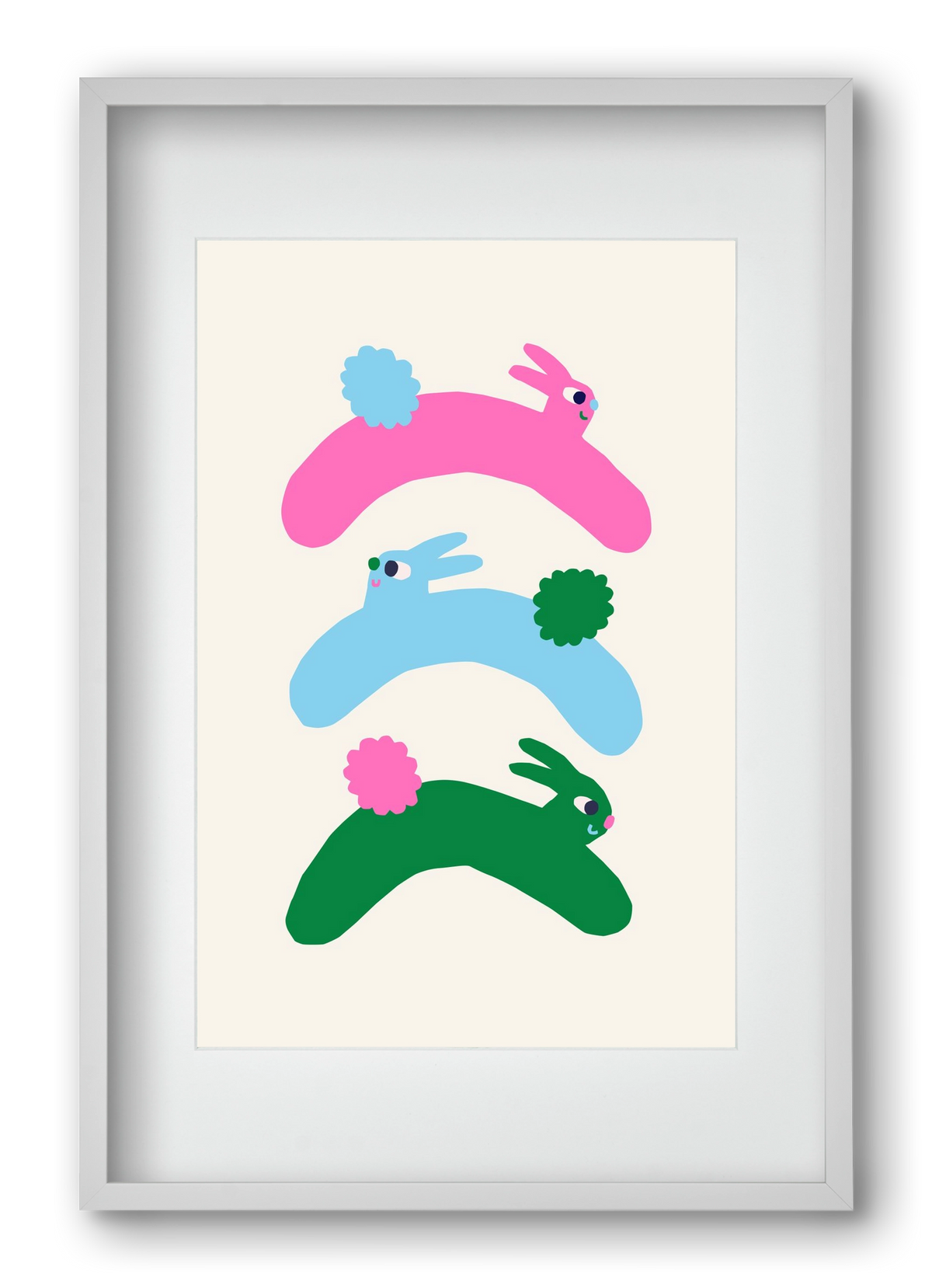Colourful Bunnies, 40x60 cm (30x45 cm), Fehér keret, paszpartuval