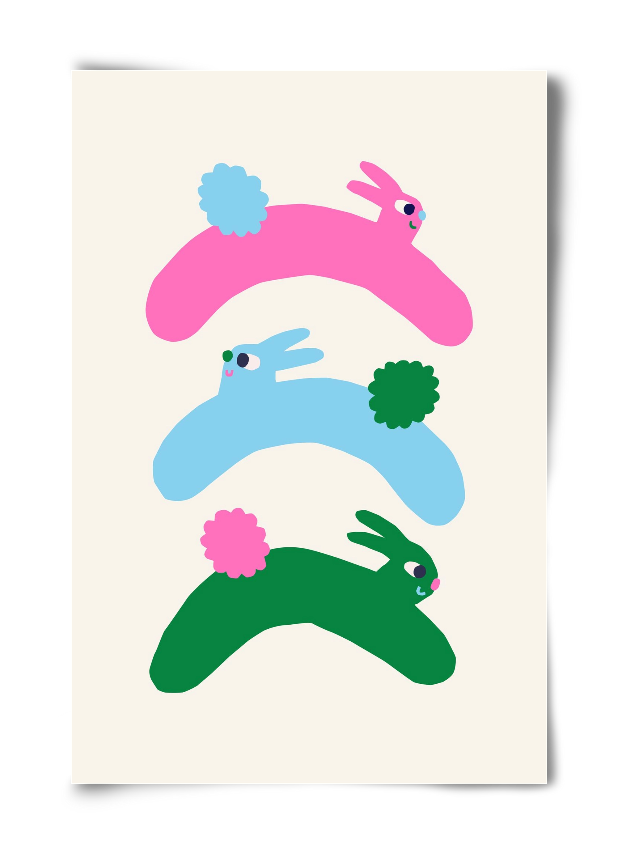 Colourful Bunnies, 40x60 cm, Keret nélkül