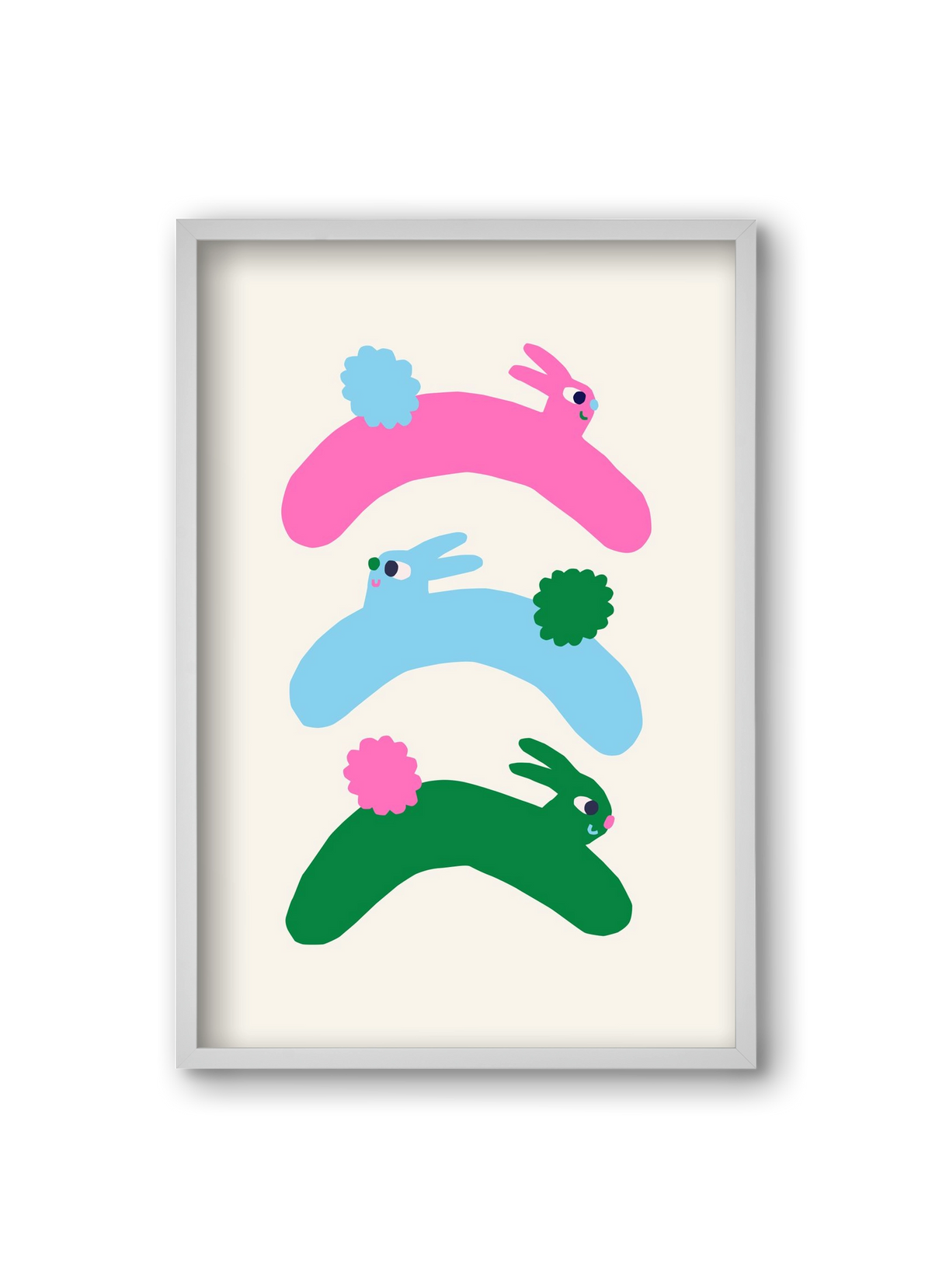 Colourful Bunnies, 20x30 cm (20x30 cm), Fehér keret