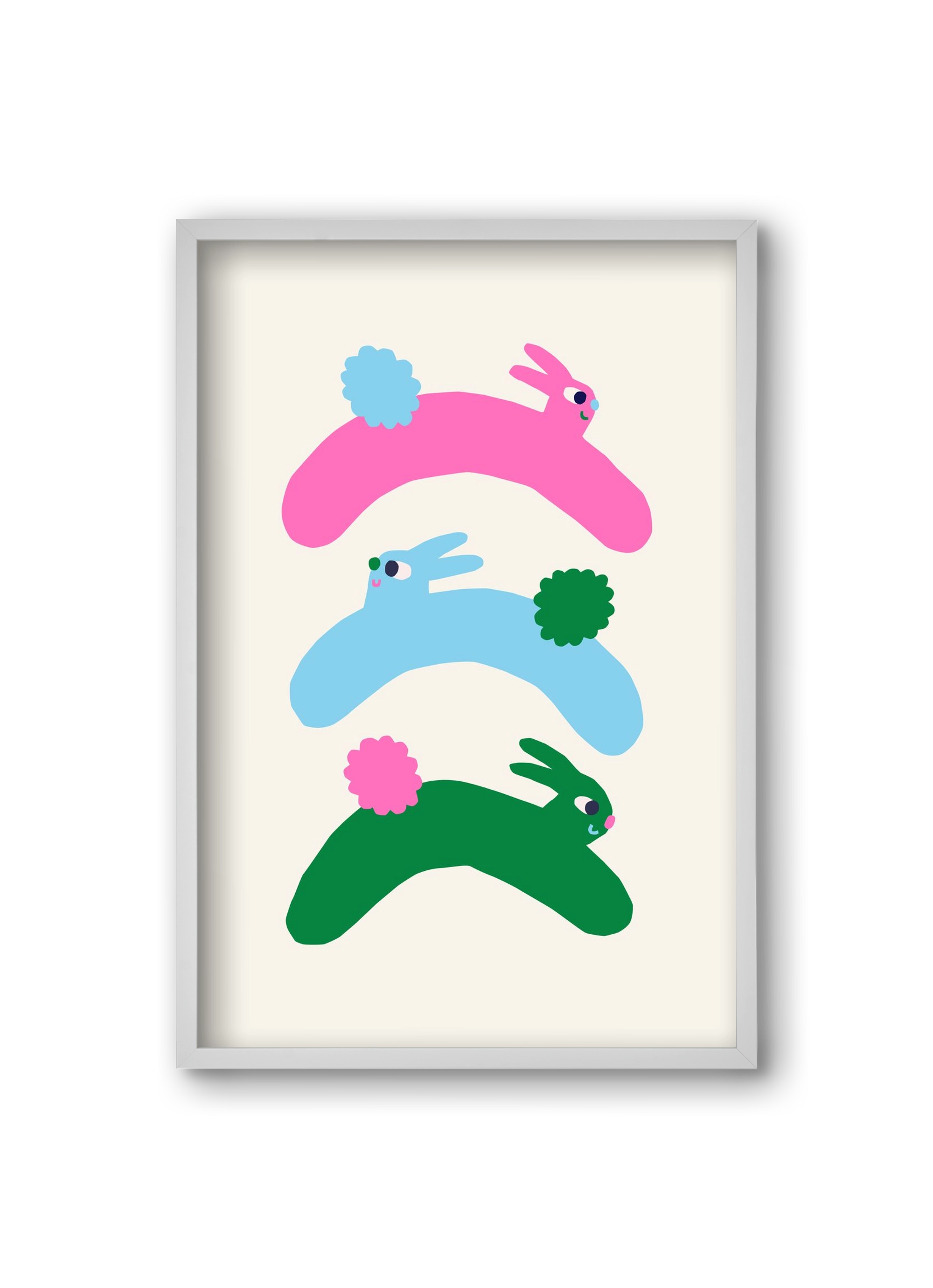 Colourful Bunnies, 20x30 cm (20x30 cm), Fehér keret