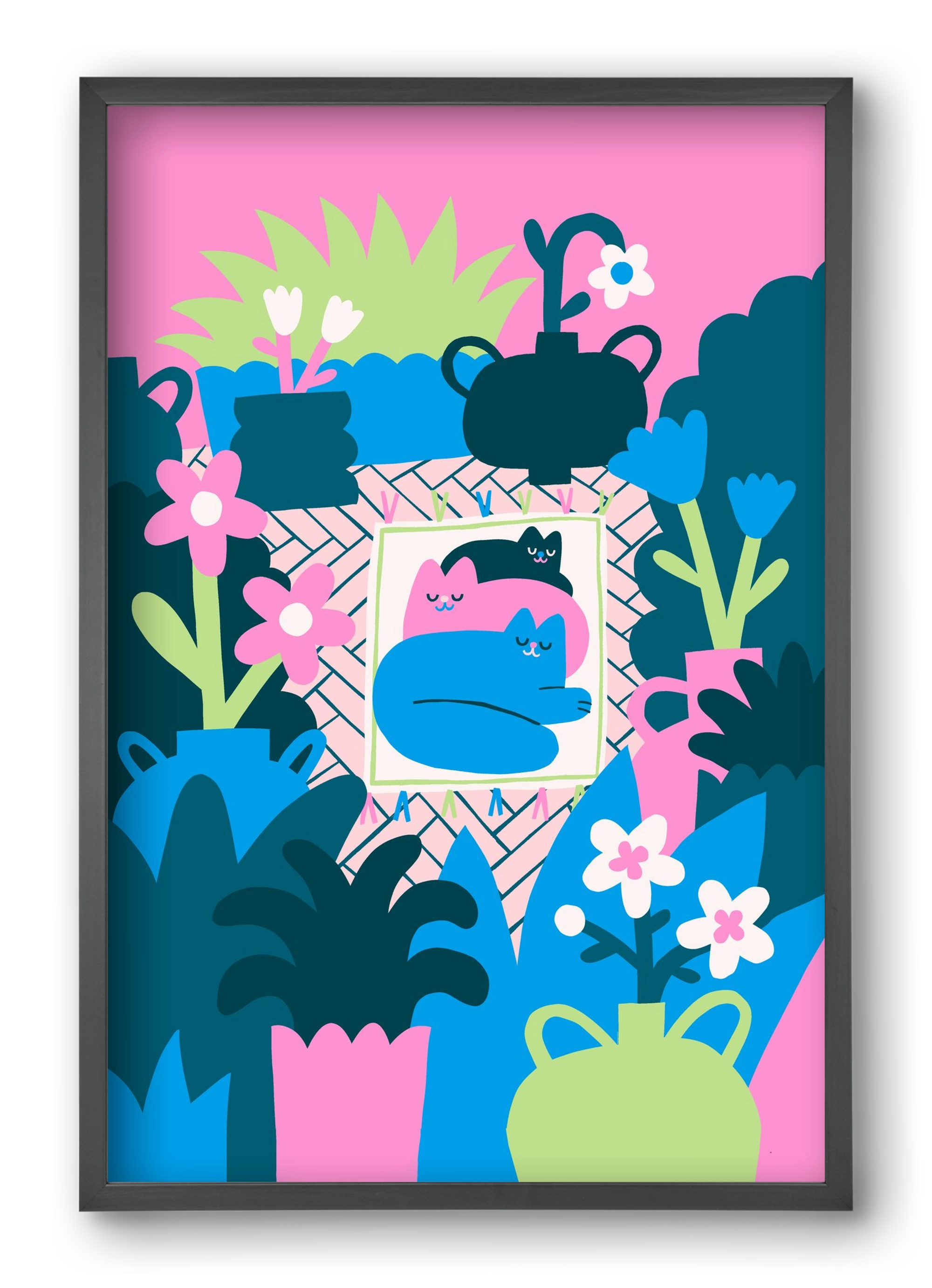 Cats , 40x60 cm (40x60 cm), Fekete keret