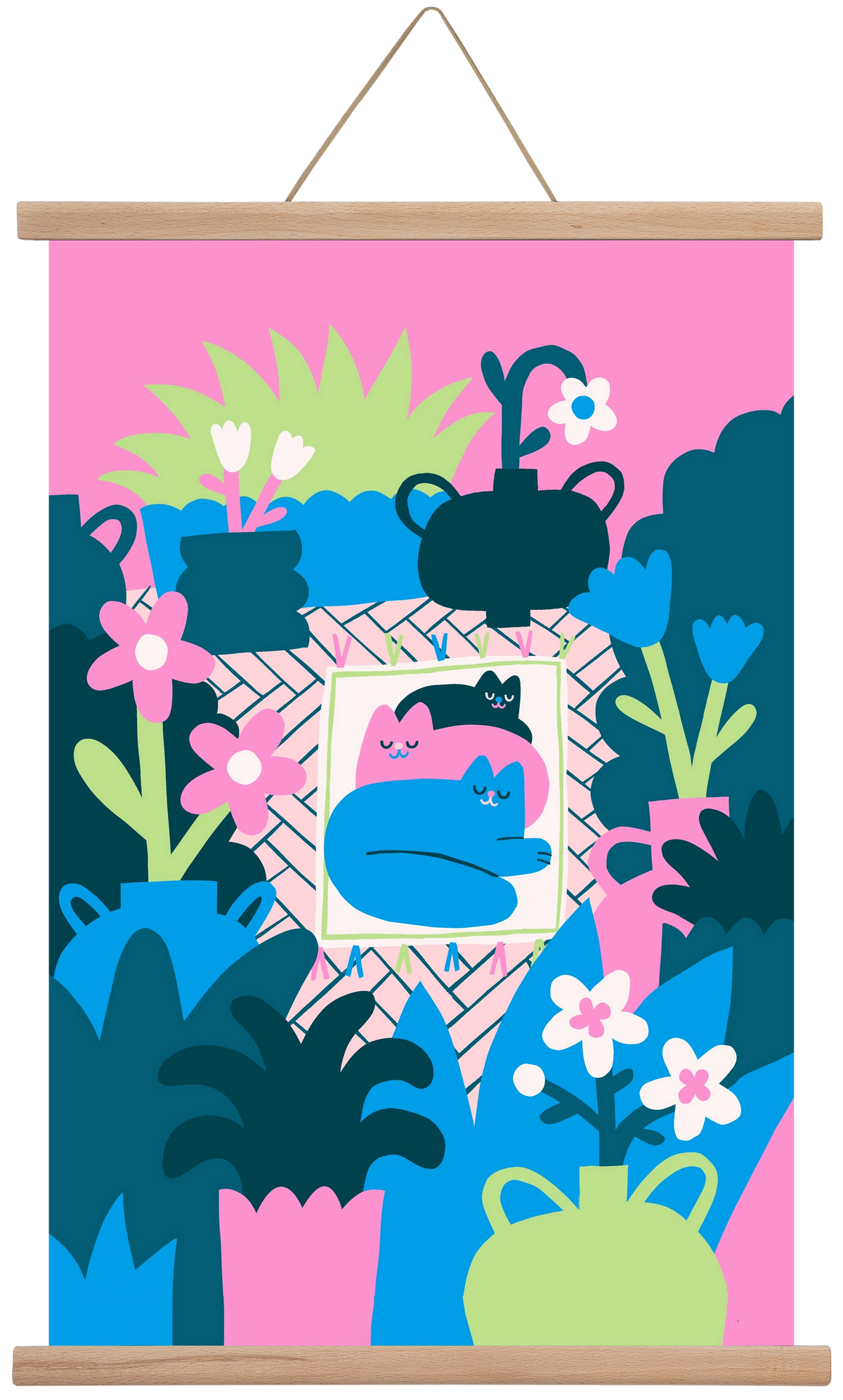 Cats , 40x60 cm (40x60 cm), Tölgy akasztó