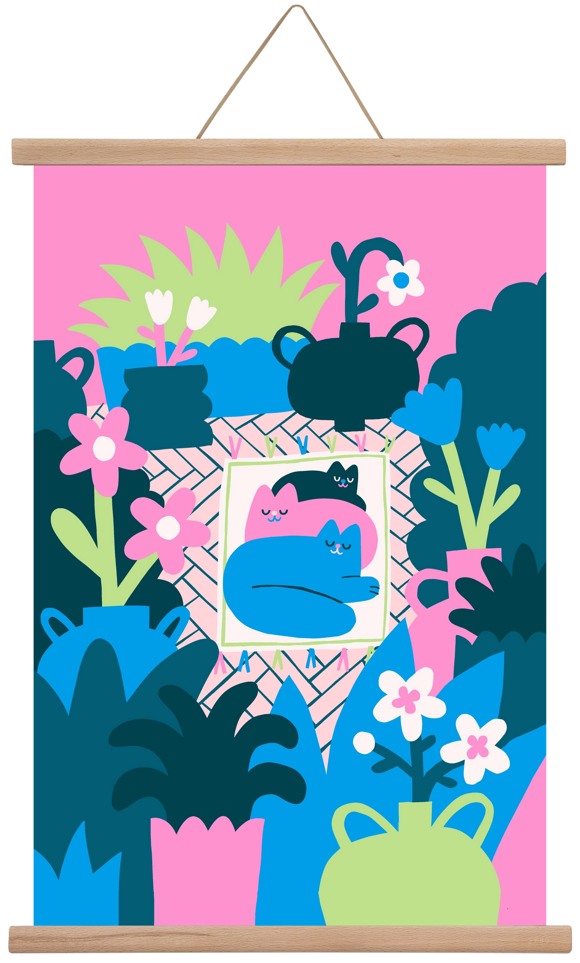 Cats , 40x60 cm (40x60 cm), Tölgy akasztó