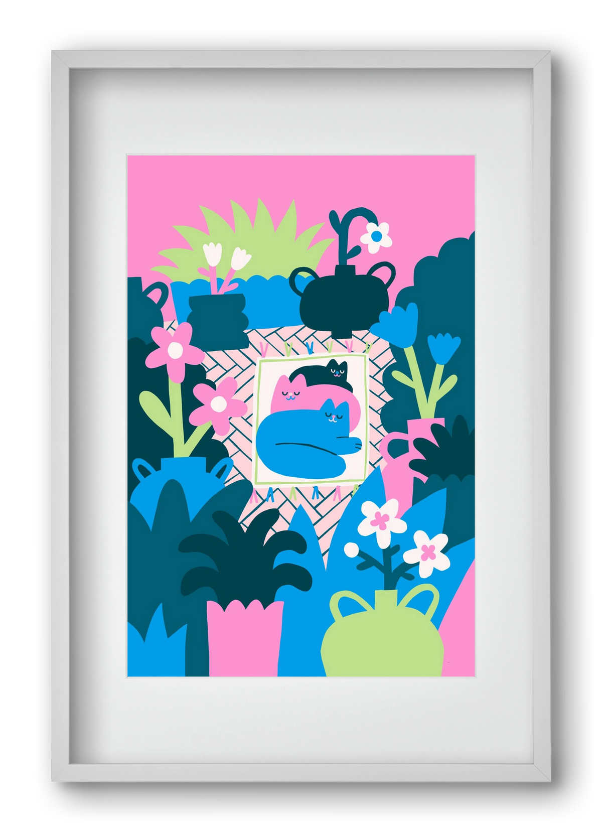 Cats , 40x60 cm (30x45 cm), Fehér keret, paszpartuval