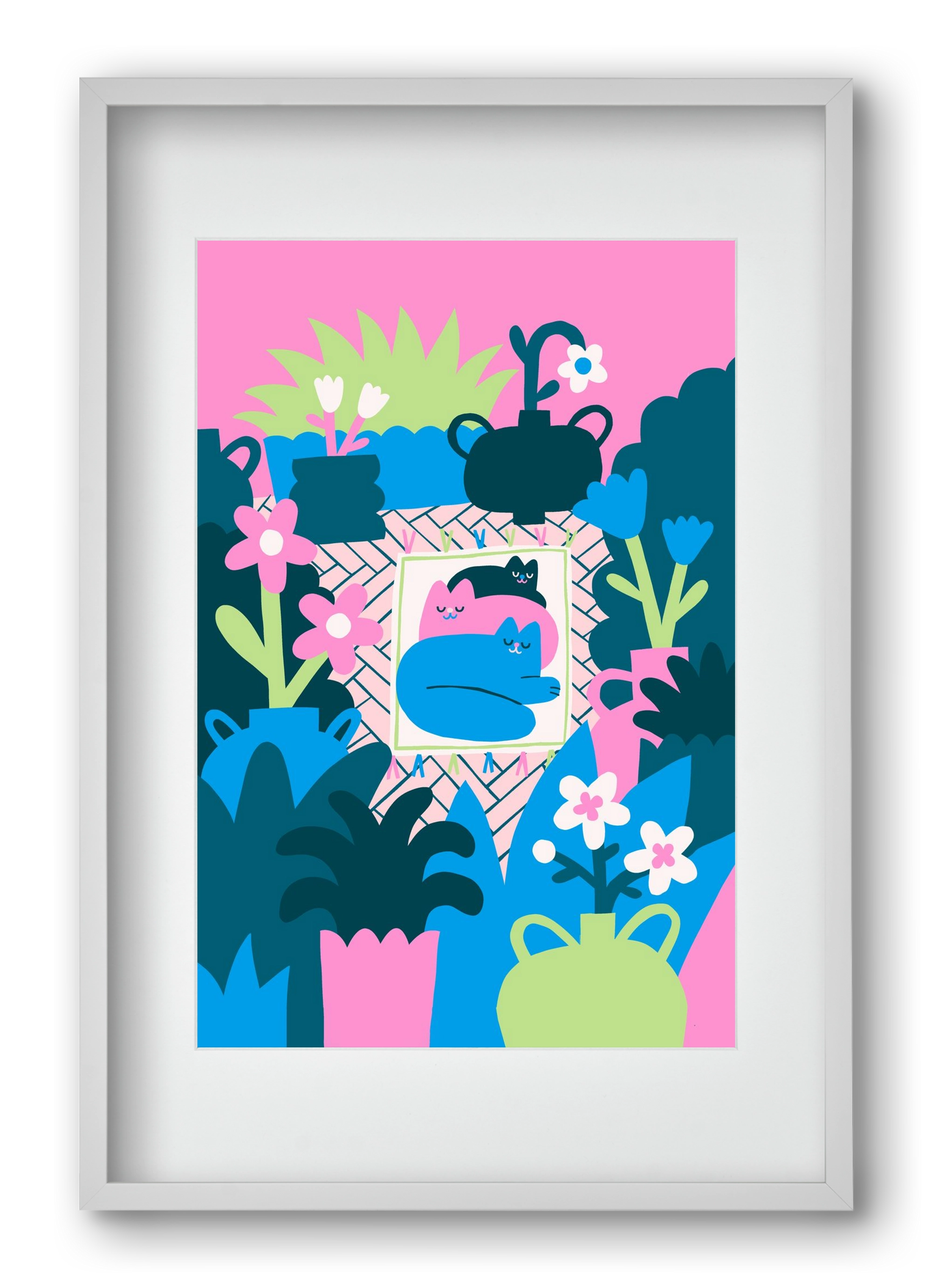 Cats , 40x60 cm (30x45 cm), Fehér keret, paszpartuval